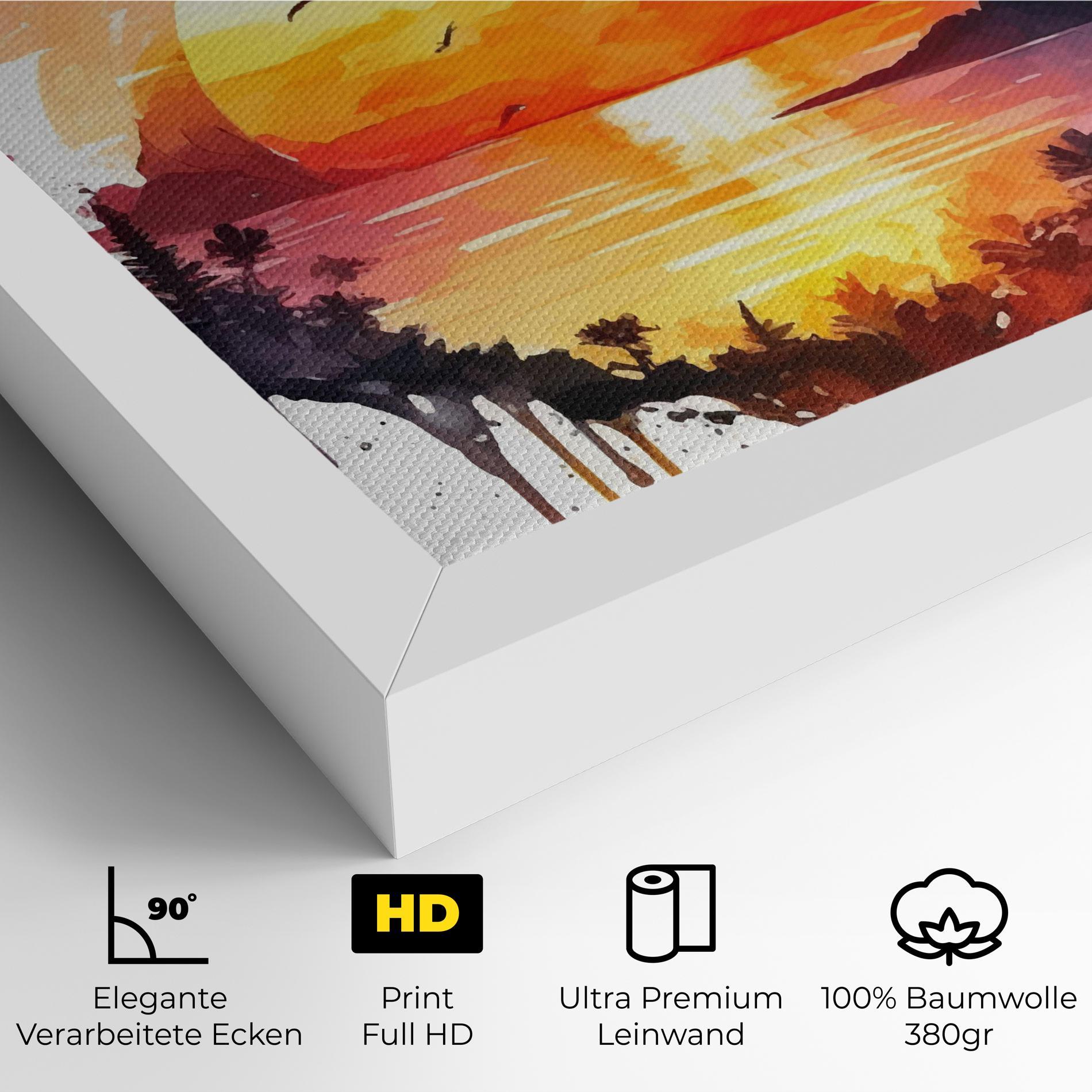 Leinwandbild Purple Sunset Art mockup 4