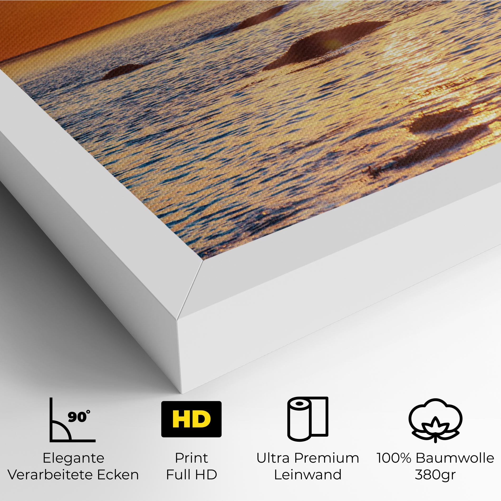 Leinwandbild Sunset Beach Rocks mockup 4