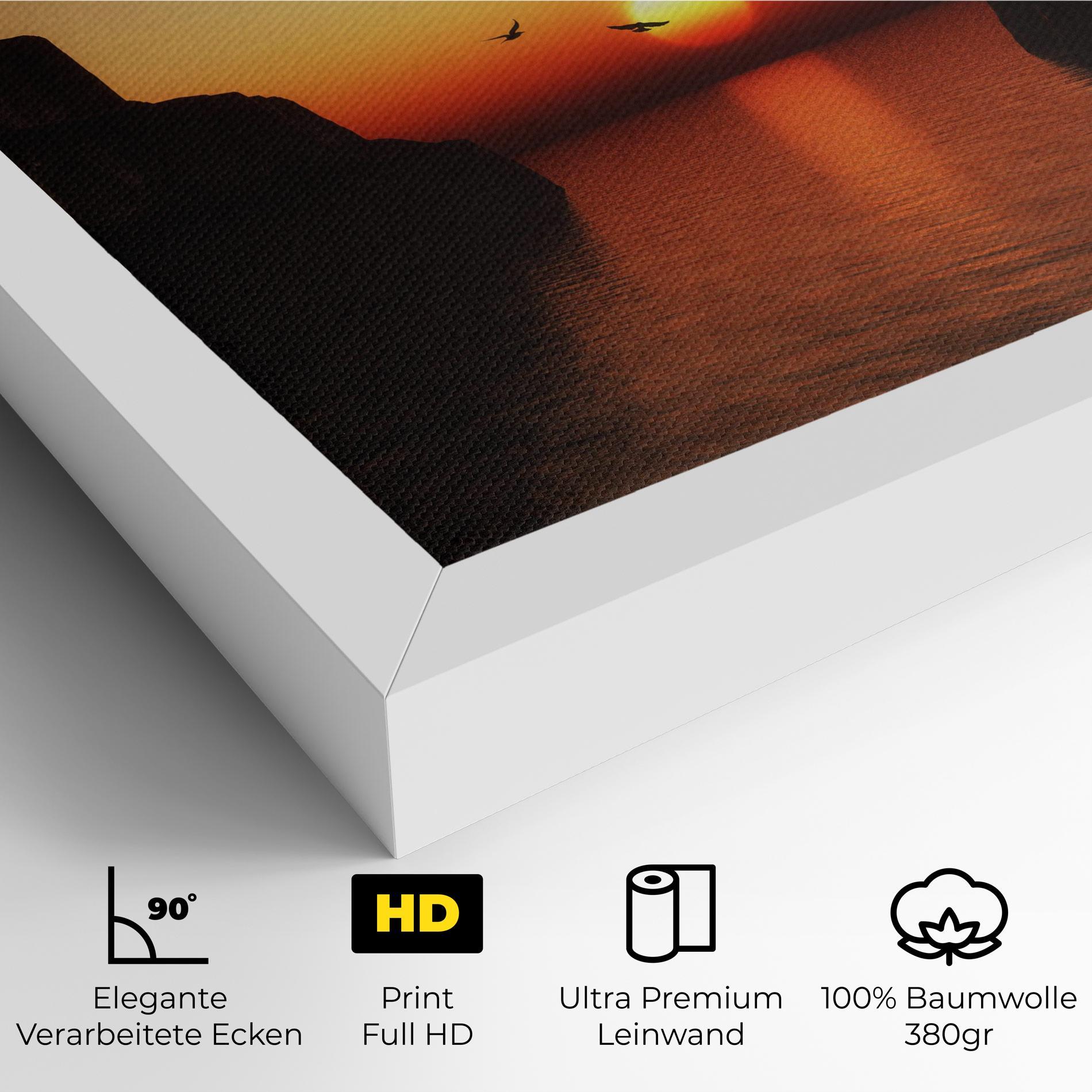 Leinwandbild Sunset Silhouette Birds mockup 4