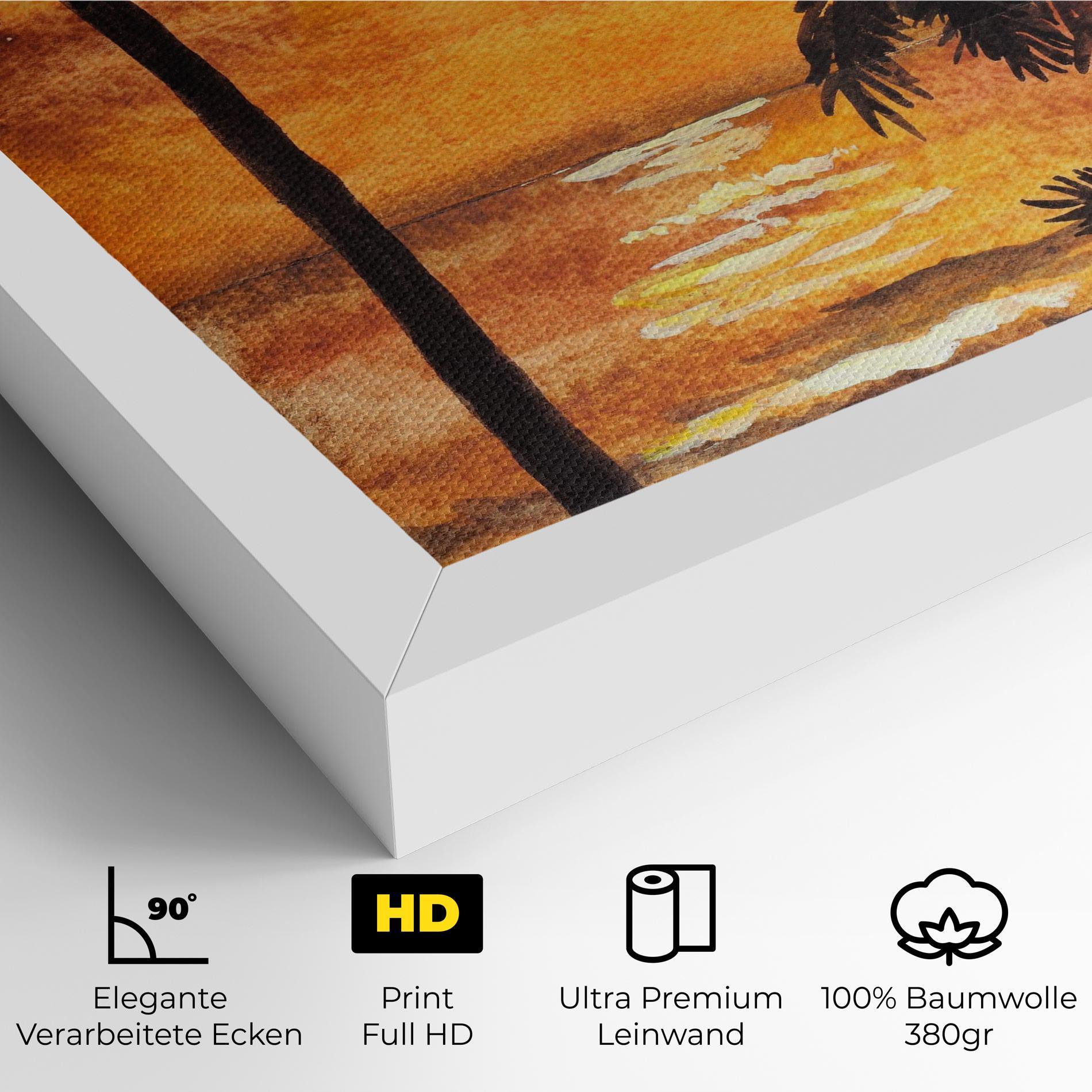 Leinwandbild Watercolor Painting Sunrise mockup 4