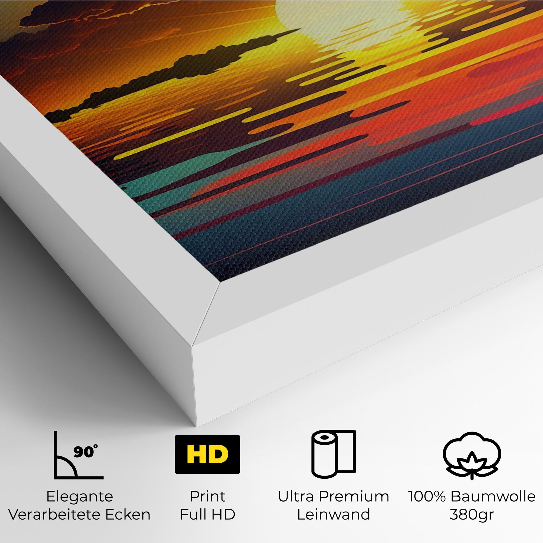 Leinwandbild Yellow Sunset Illustration mockup 4