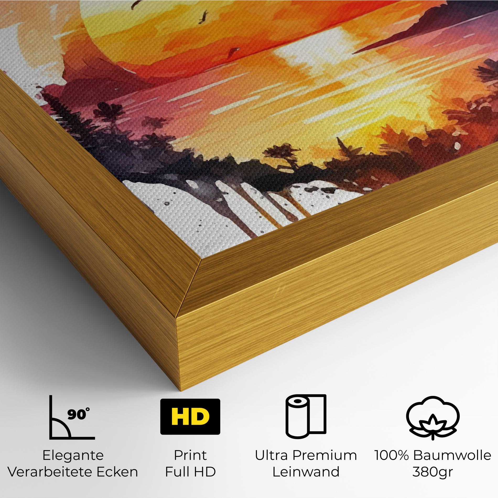 Leinwandbild Purple Sunset Art mockup 4