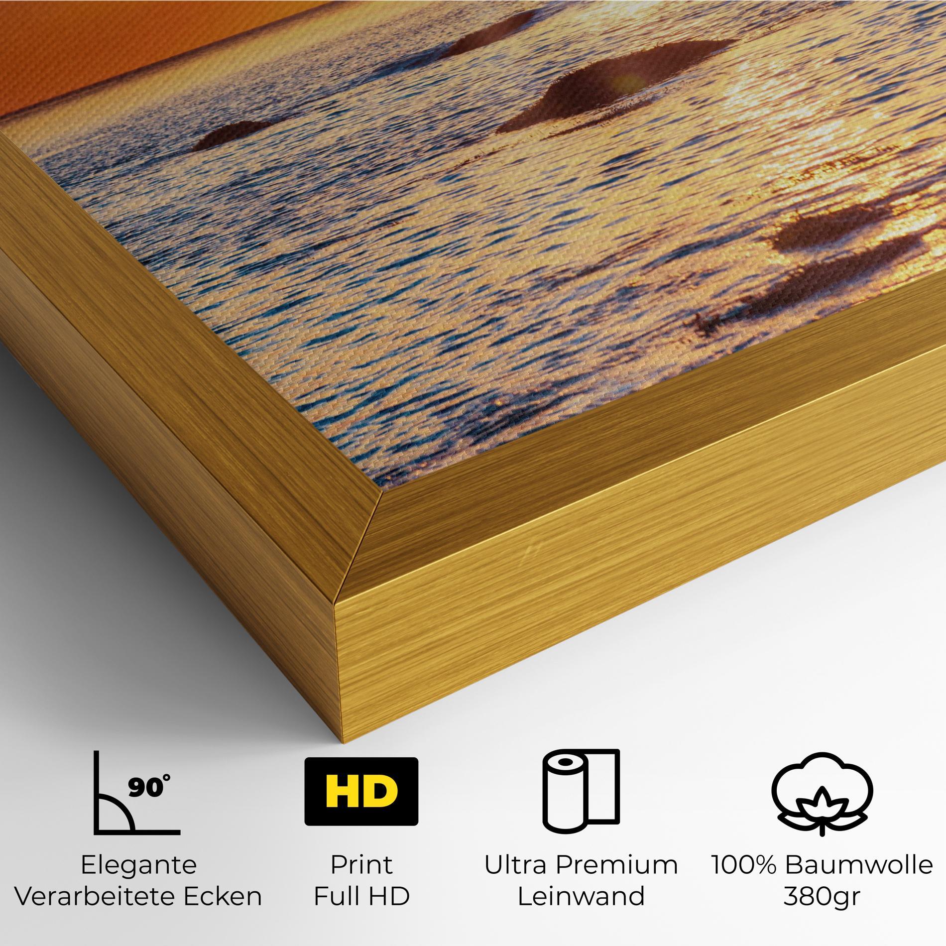 Leinwandbild Sunset Beach Rocks mockup 4