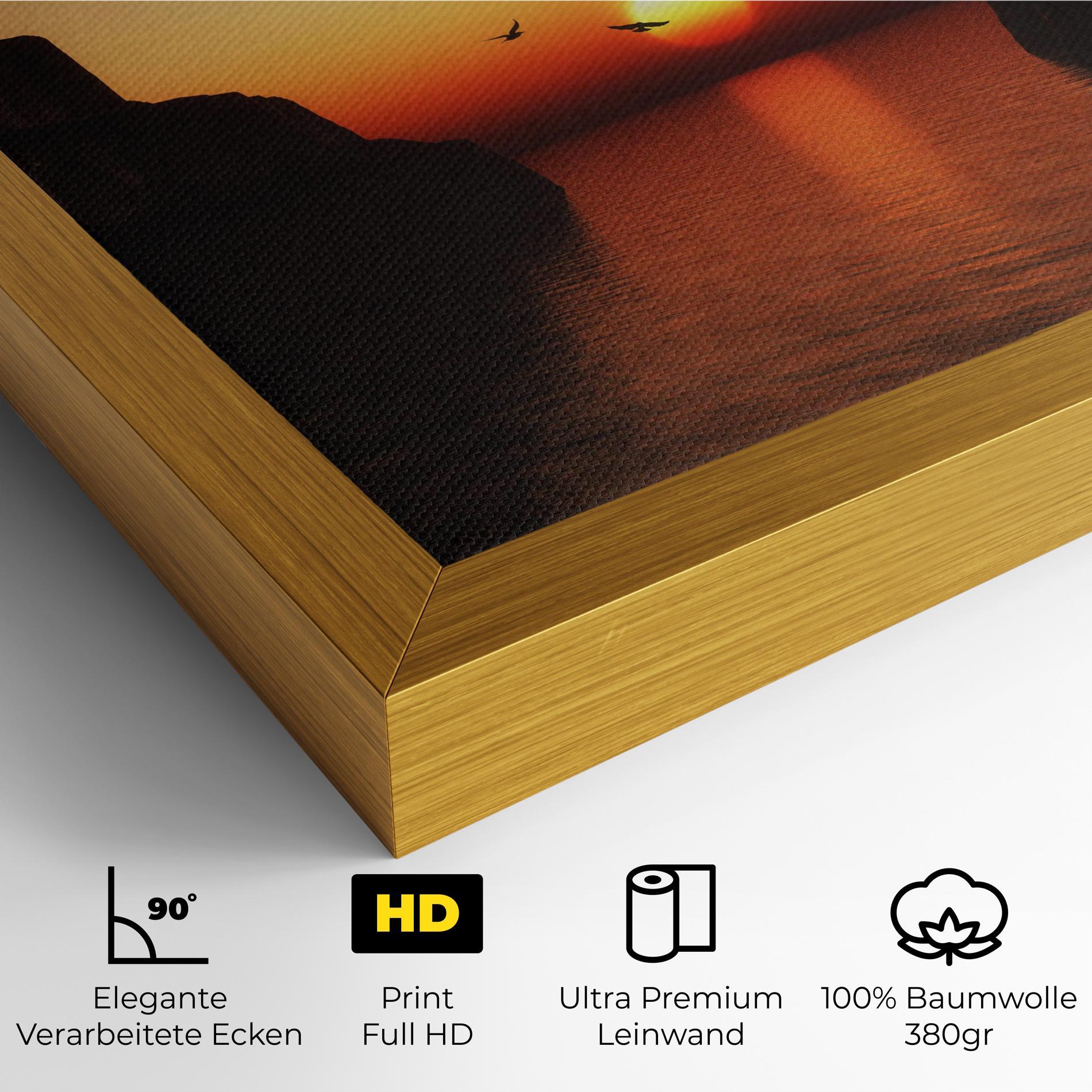 Leinwandbild Sunset Silhouette Birds mockup 4