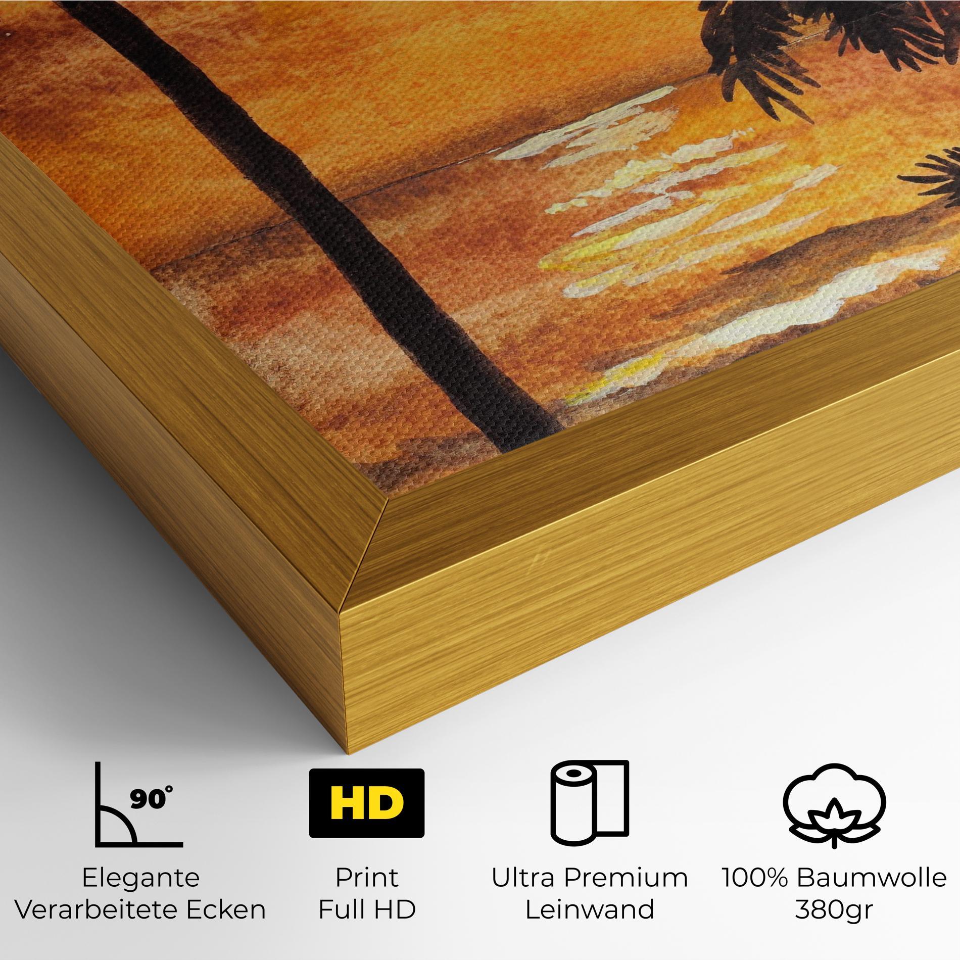 Leinwandbild Watercolor Painting Sunrise mockup 4