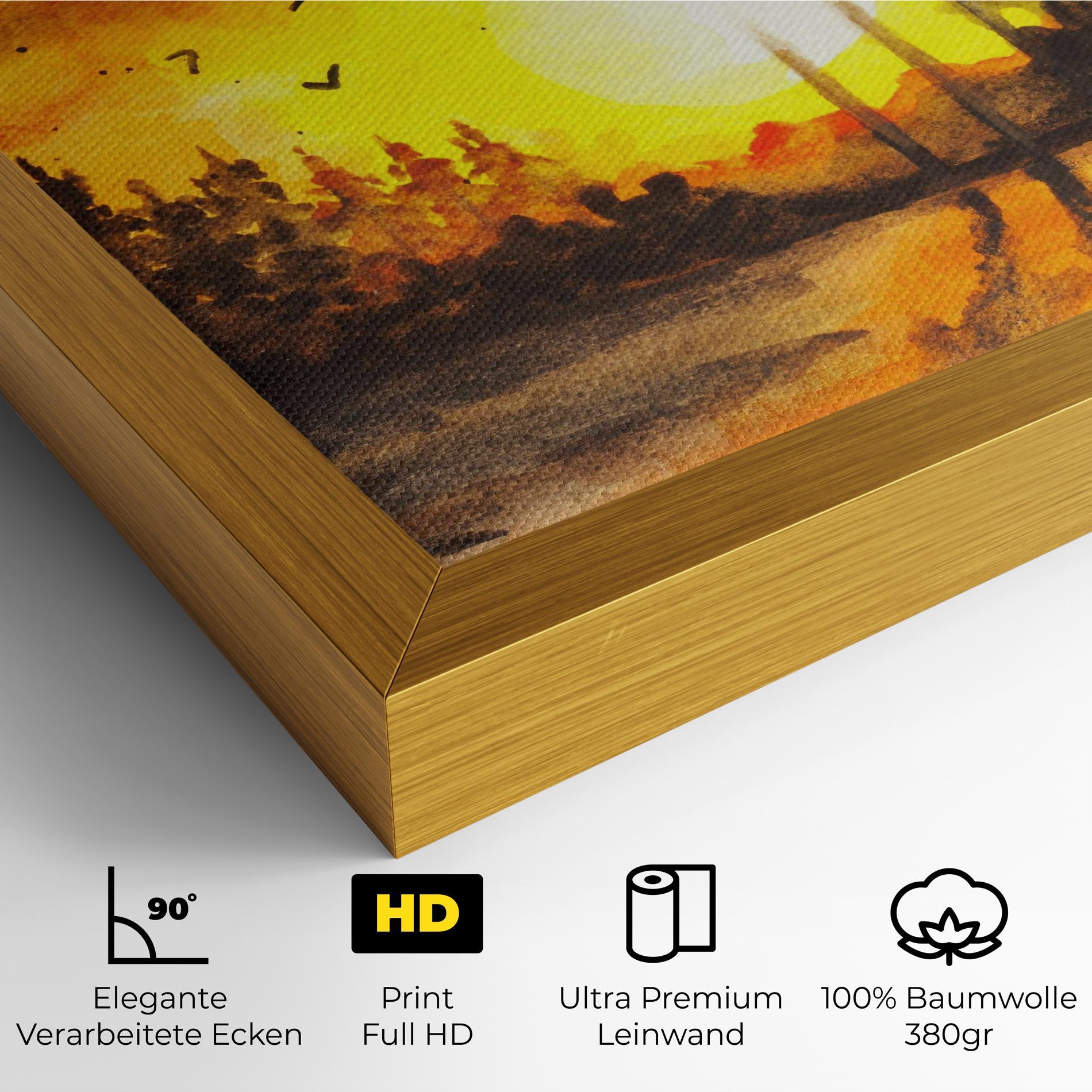 Leinwandbild Watercolor Sunset Painting mockup 4