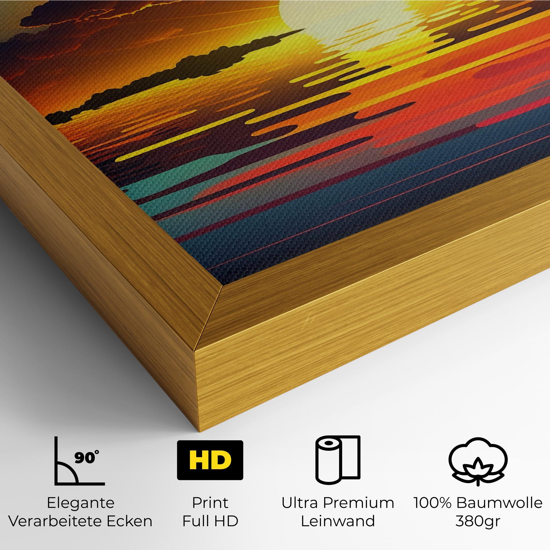 Leinwandbild Yellow Sunset Illustration mockup 4
