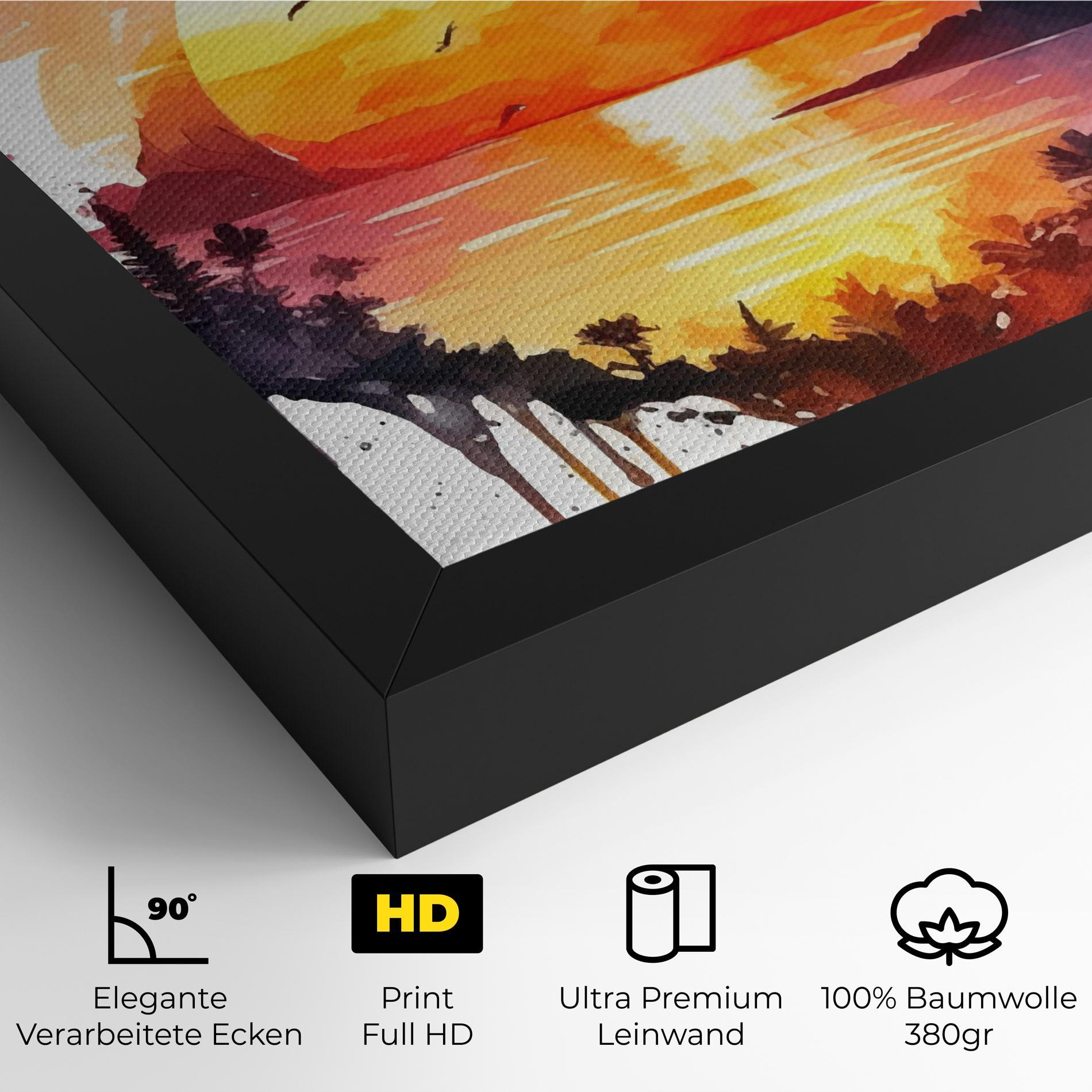 Leinwandbild Purple Sunset Art mockup 4