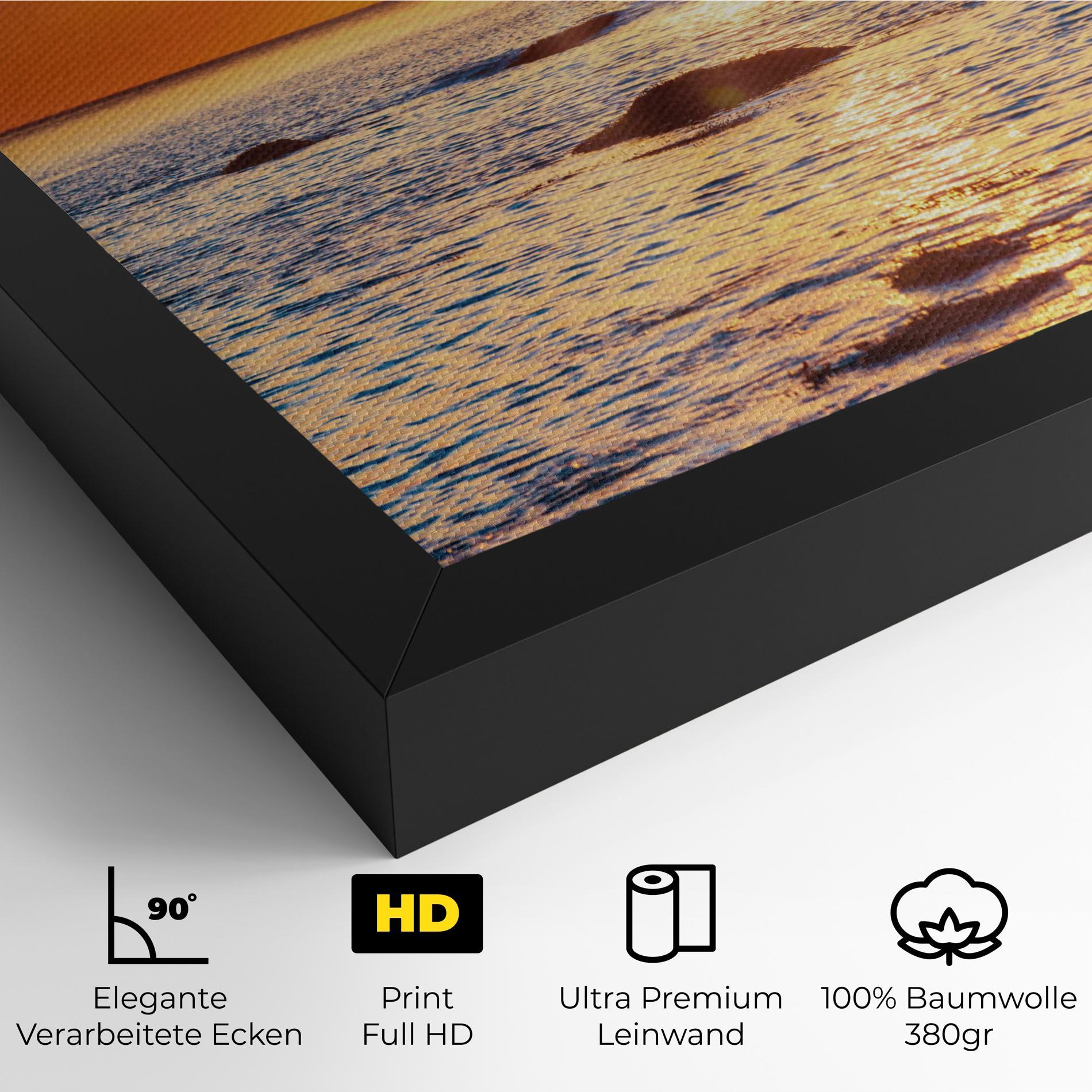 Leinwandbild Sunset Beach Rocks mockup 4