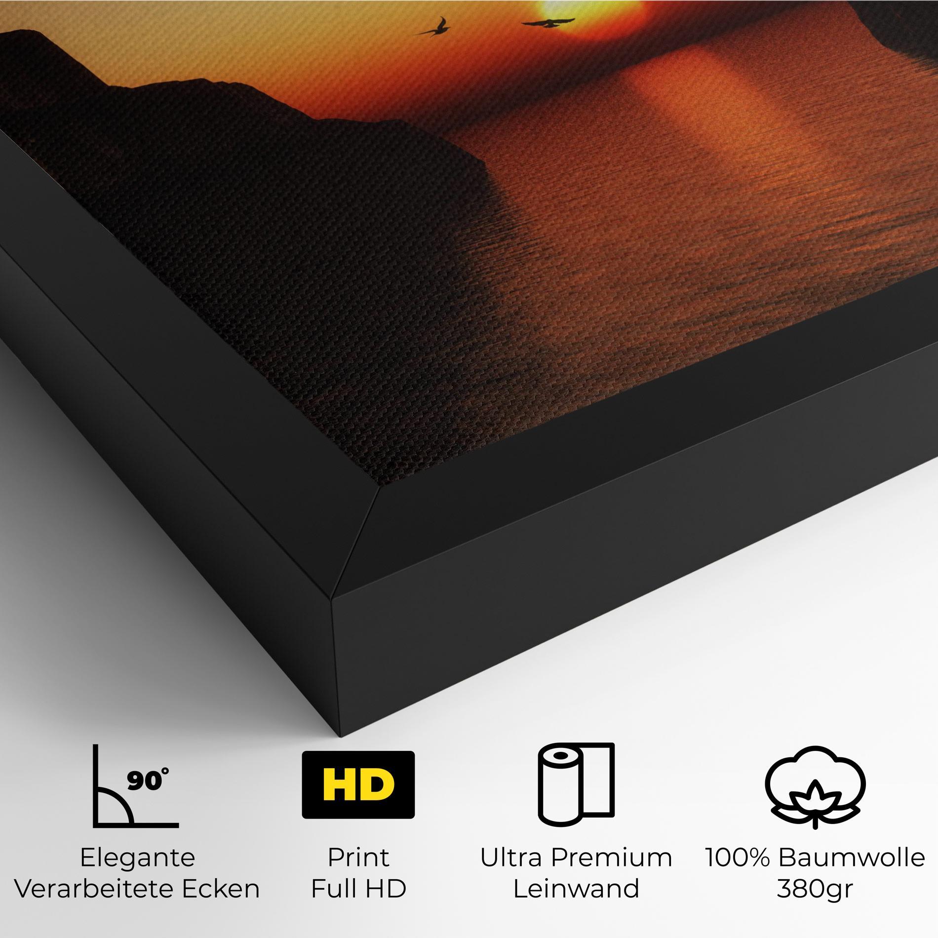 Leinwandbild Sunset Silhouette Birds mockup 4