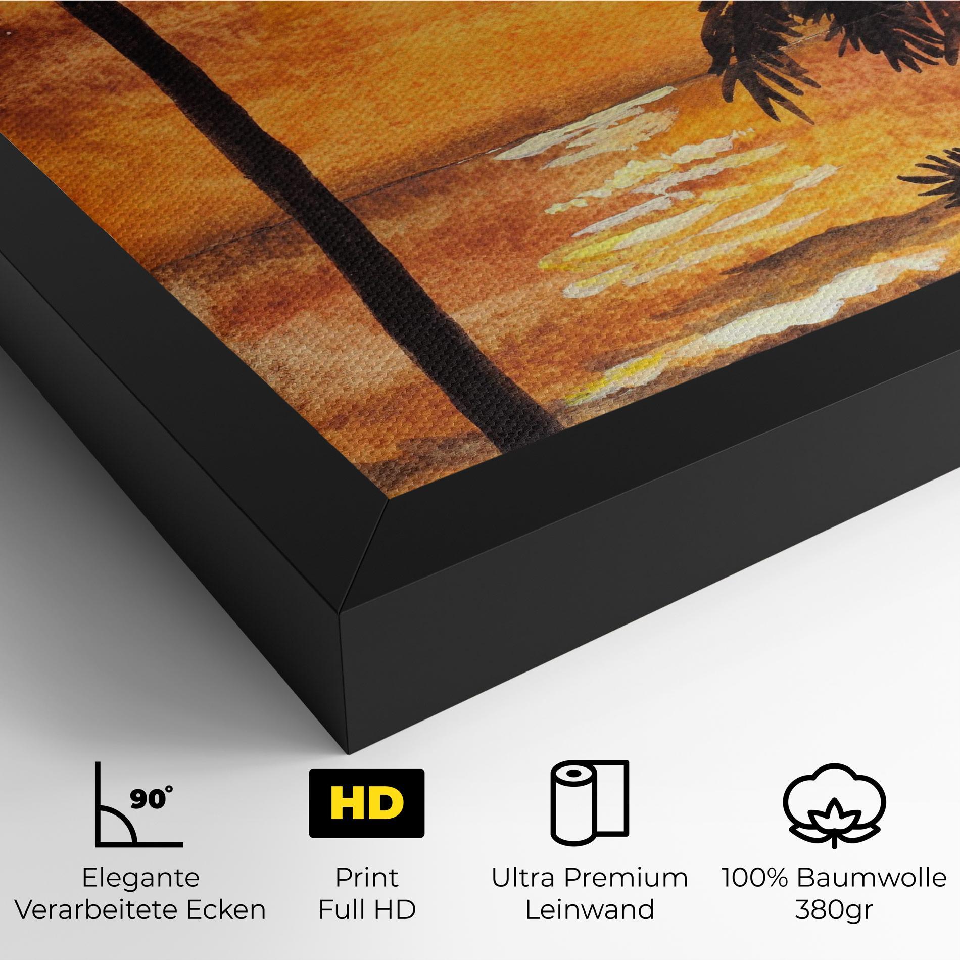 Leinwandbild Watercolor Painting Sunrise mockup 4