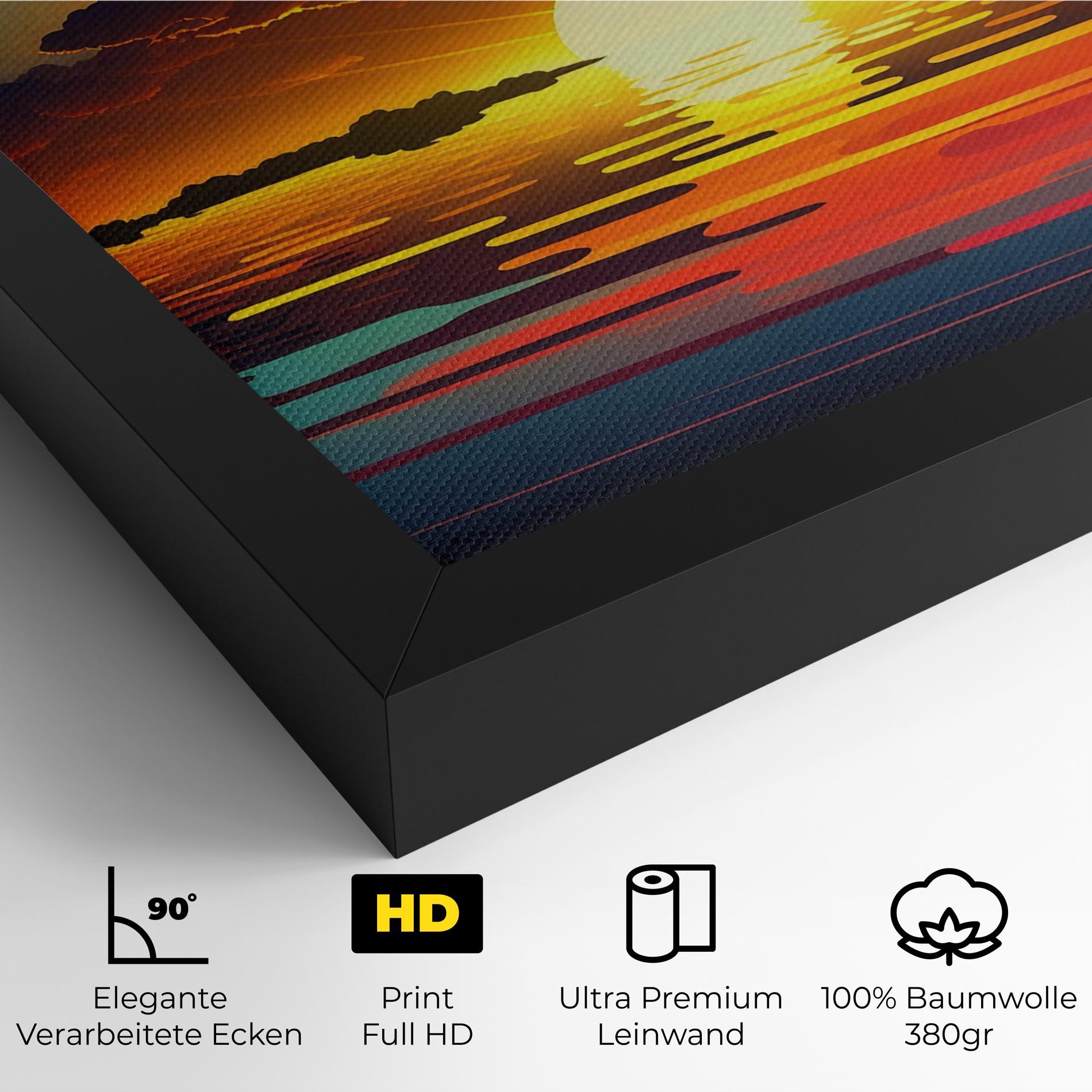 Leinwandbild Yellow Sunset Illustration mockup 4
