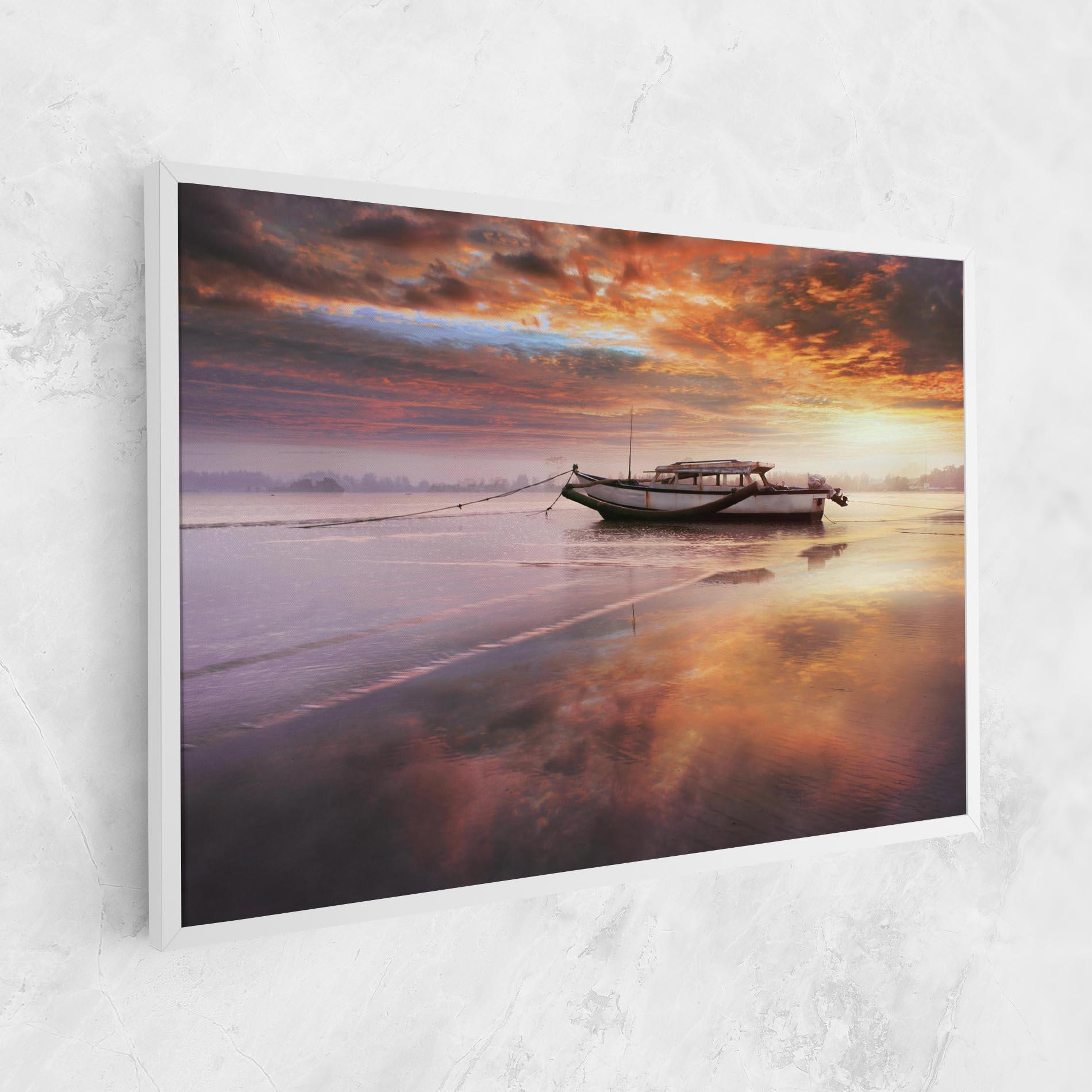 Leinwandbild Beauty Boat Sunrise mockup 1