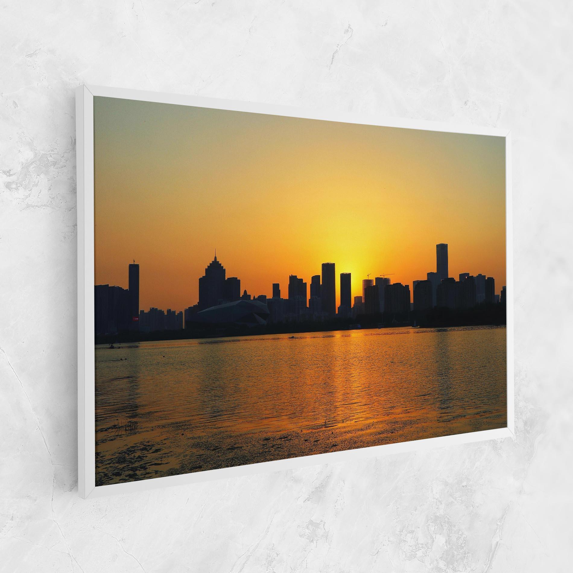 Leinwandbild City Building Sunset mockup 1
