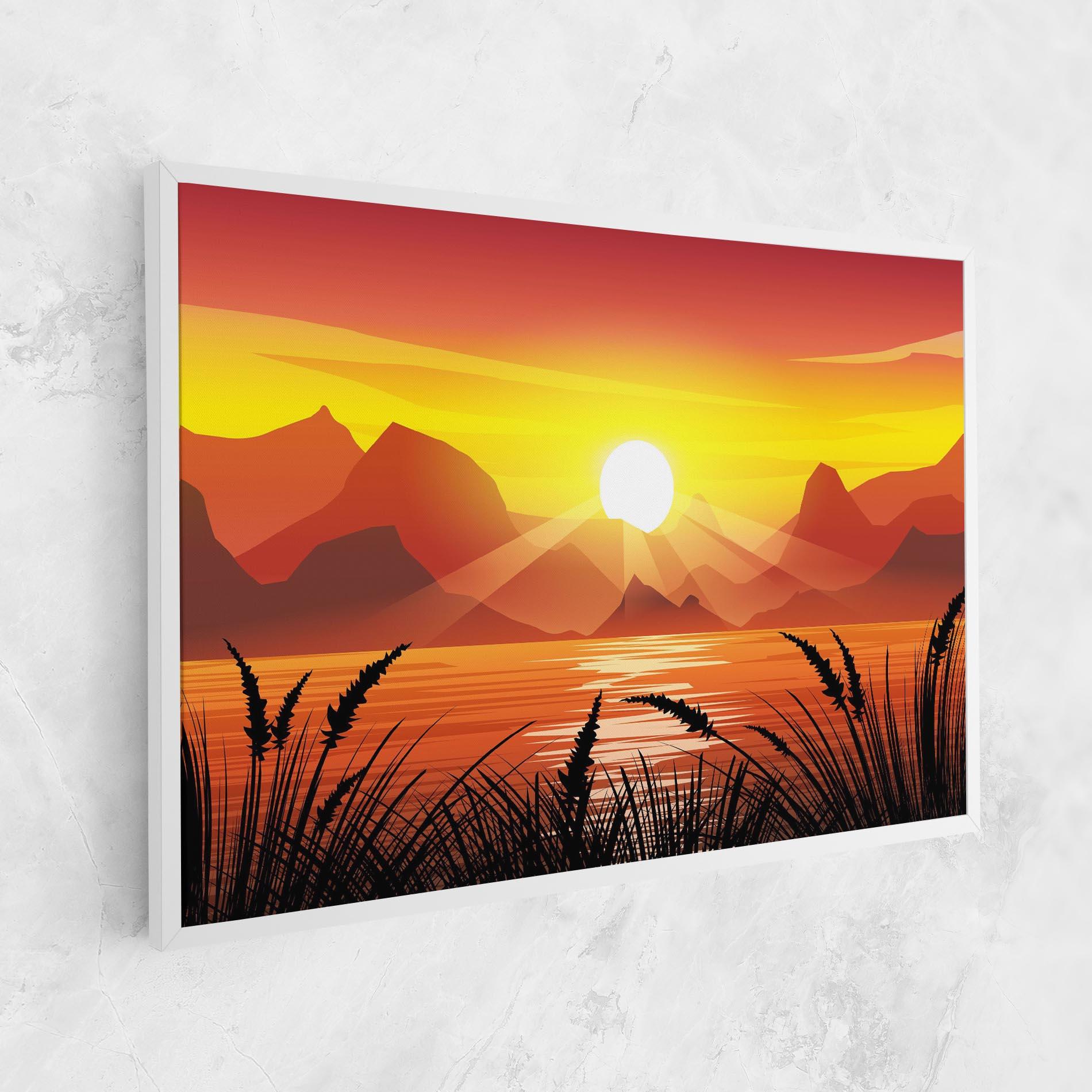 Leinwandbild Sunrise Grass Art mockup 1