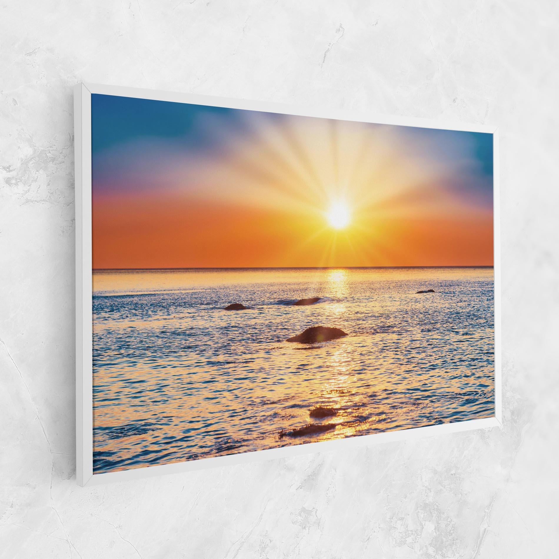 Leinwandbild Sunset Beach Rocks mockup 1