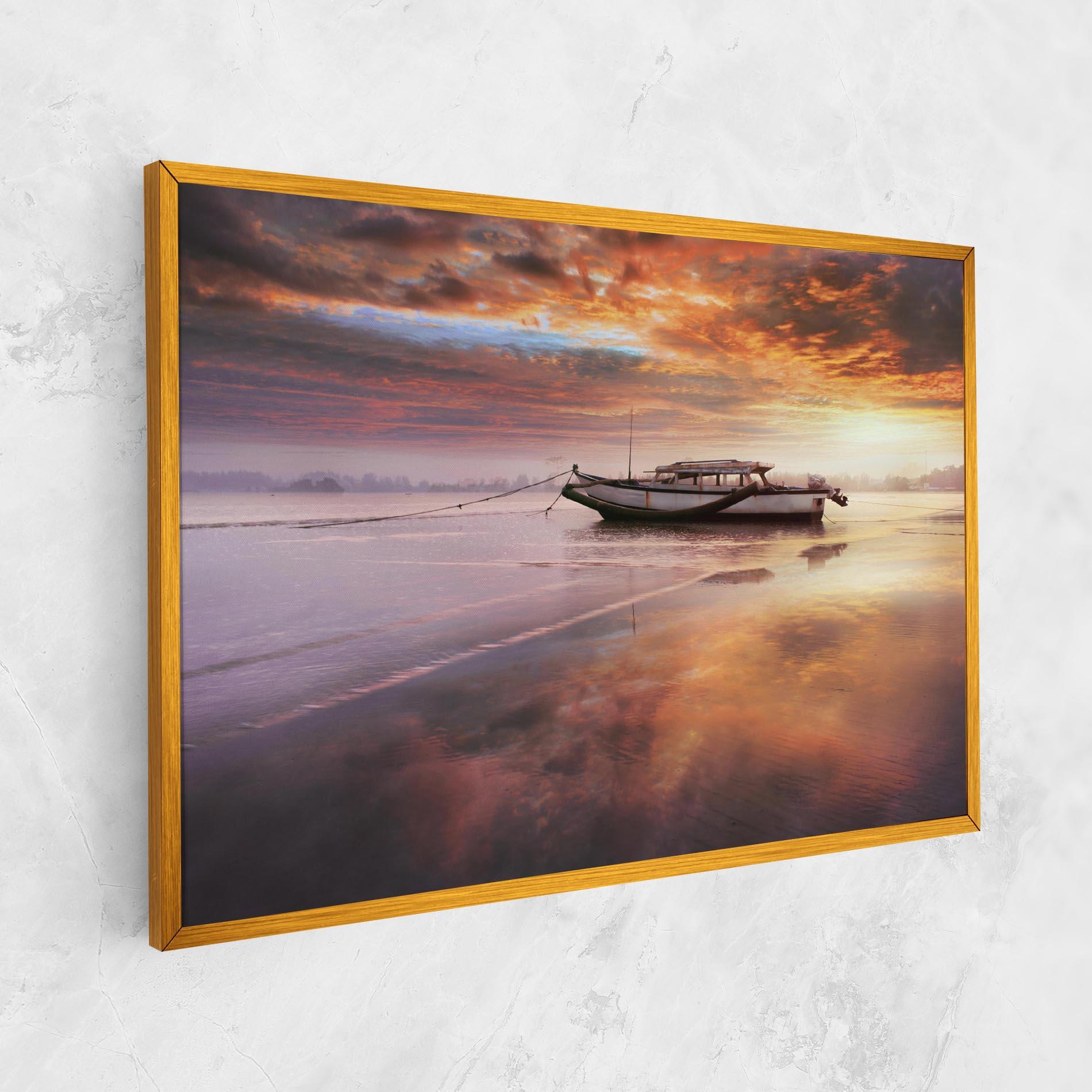 Leinwandbild Beauty Boat Sunrise mockup 1
