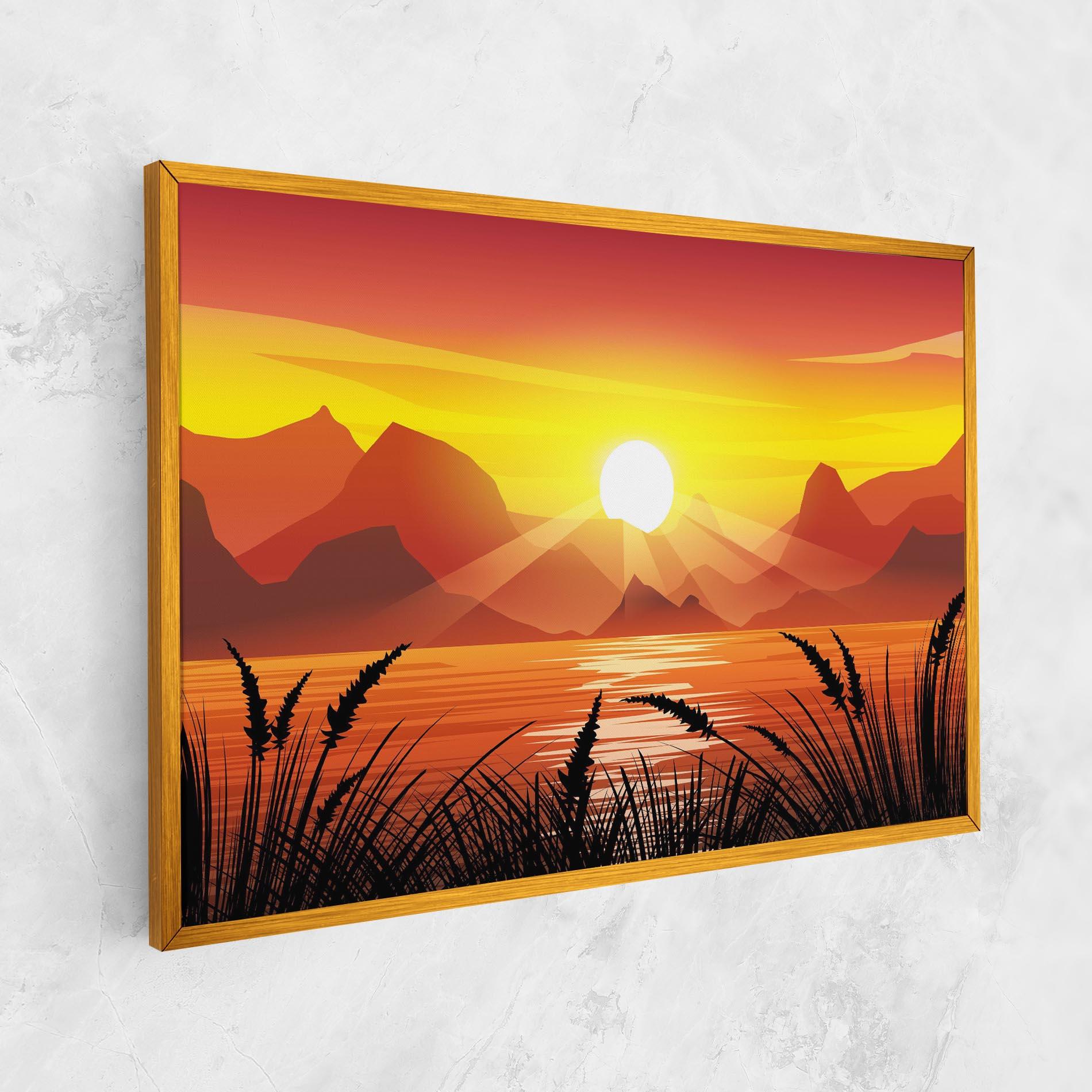 Leinwandbild Sunrise Grass Art mockup 1