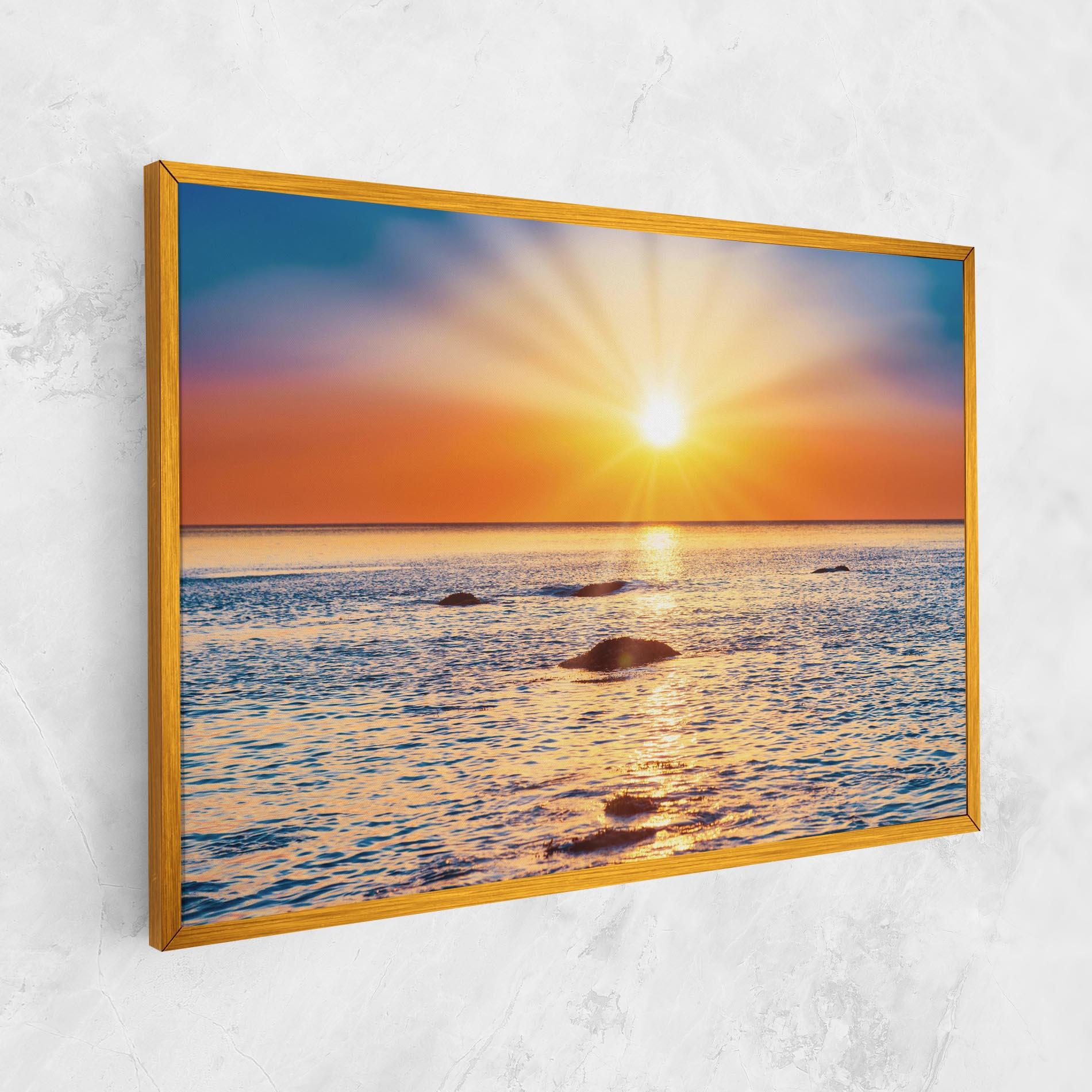 Leinwandbild Sunset Beach Rocks mockup 1