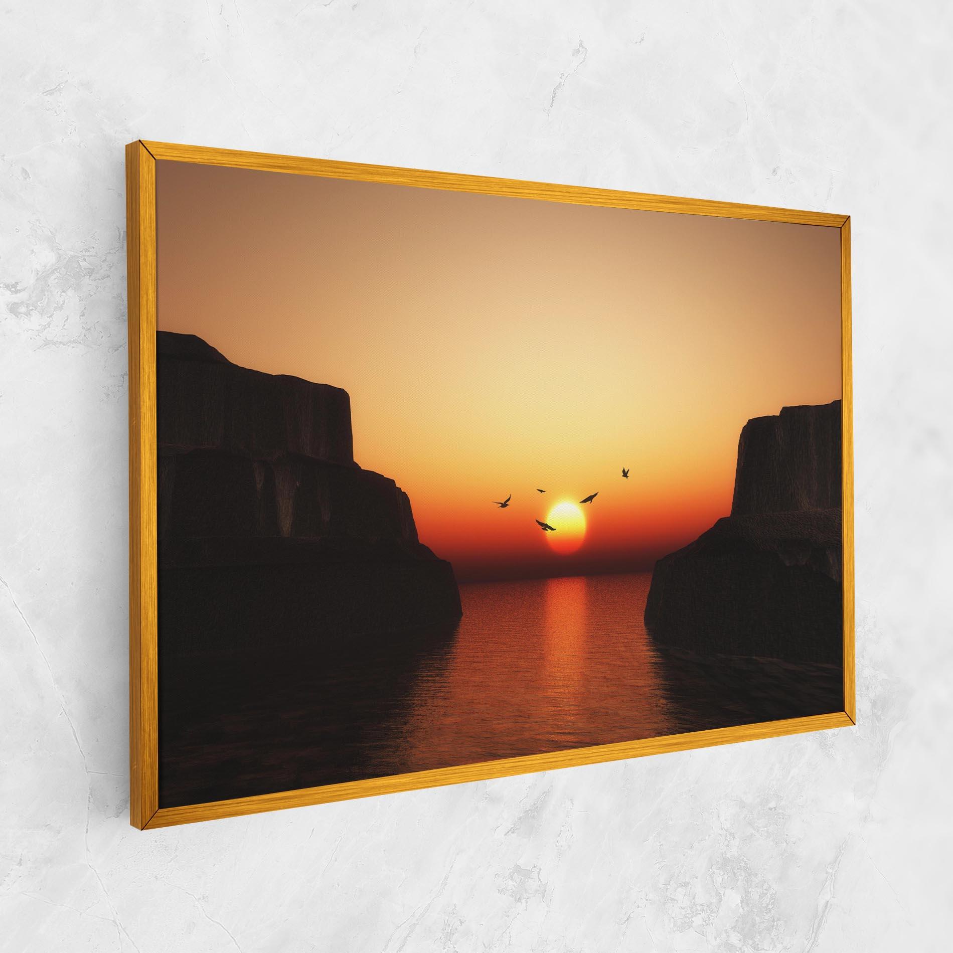 Leinwandbild Sunset Silhouette Birds mockup 1