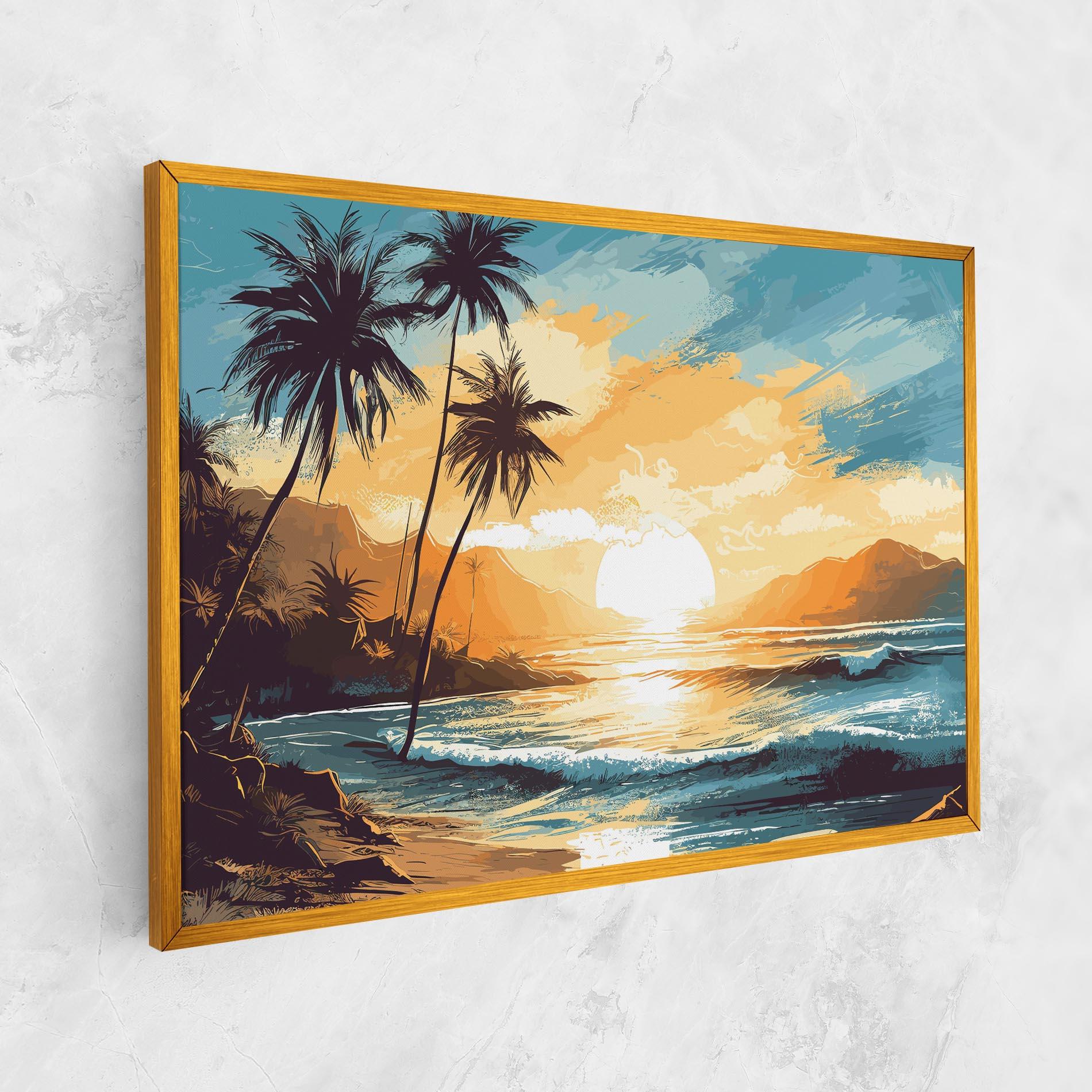 Leinwandbild Yellow Blue Sunrise mockup 1