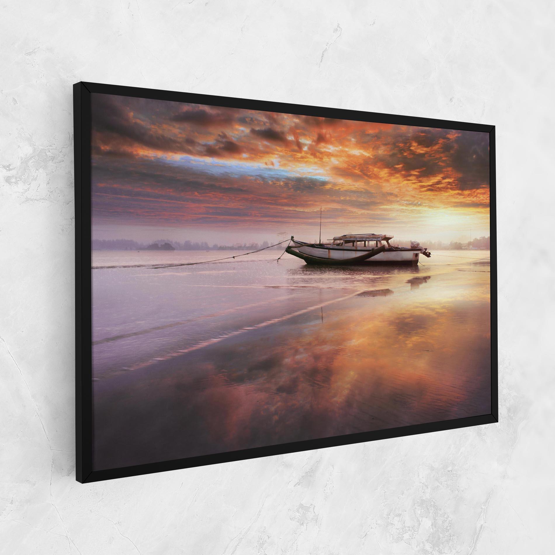 Leinwandbild Beauty Boat Sunrise mockup 1