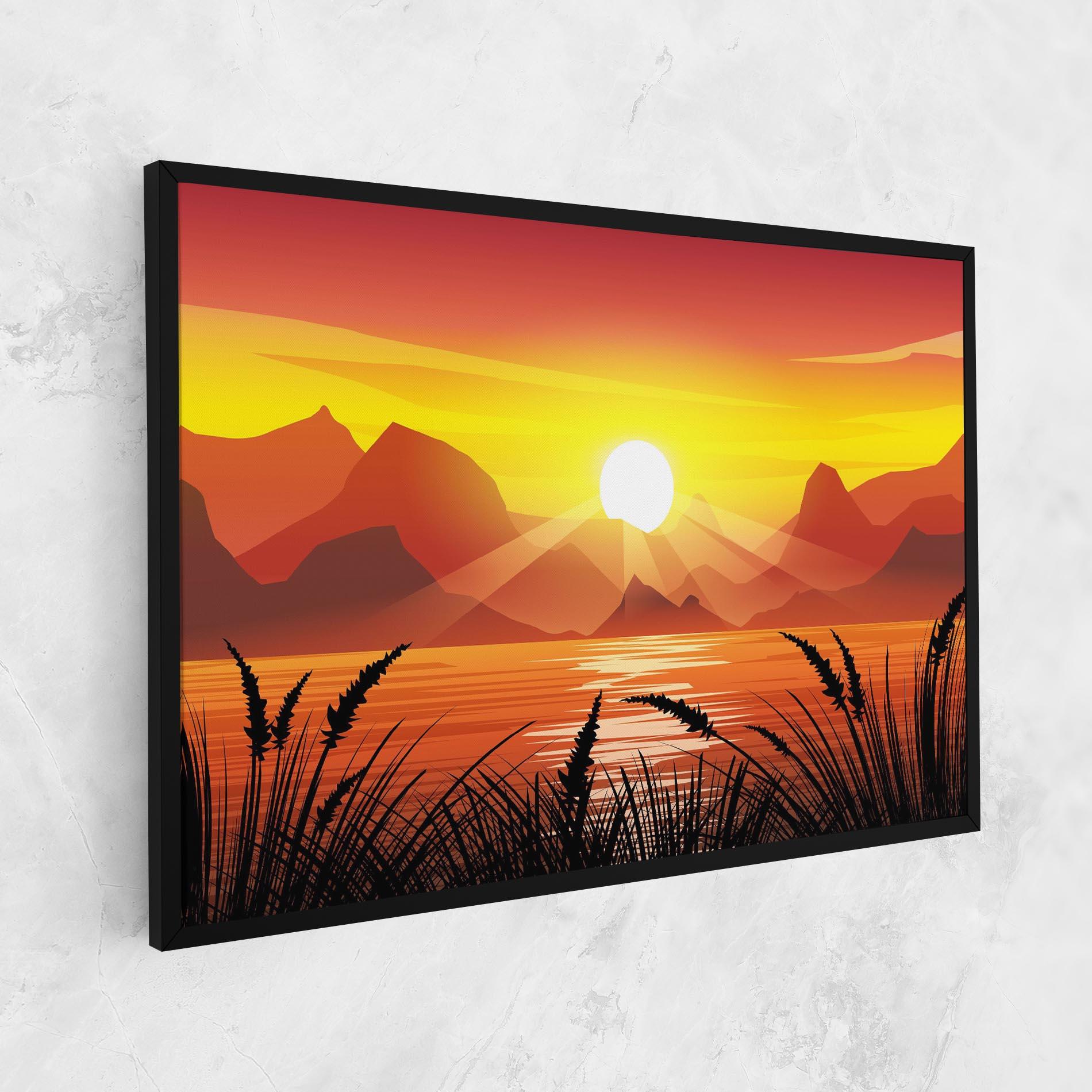 Leinwandbild Sunrise Grass Art mockup 1