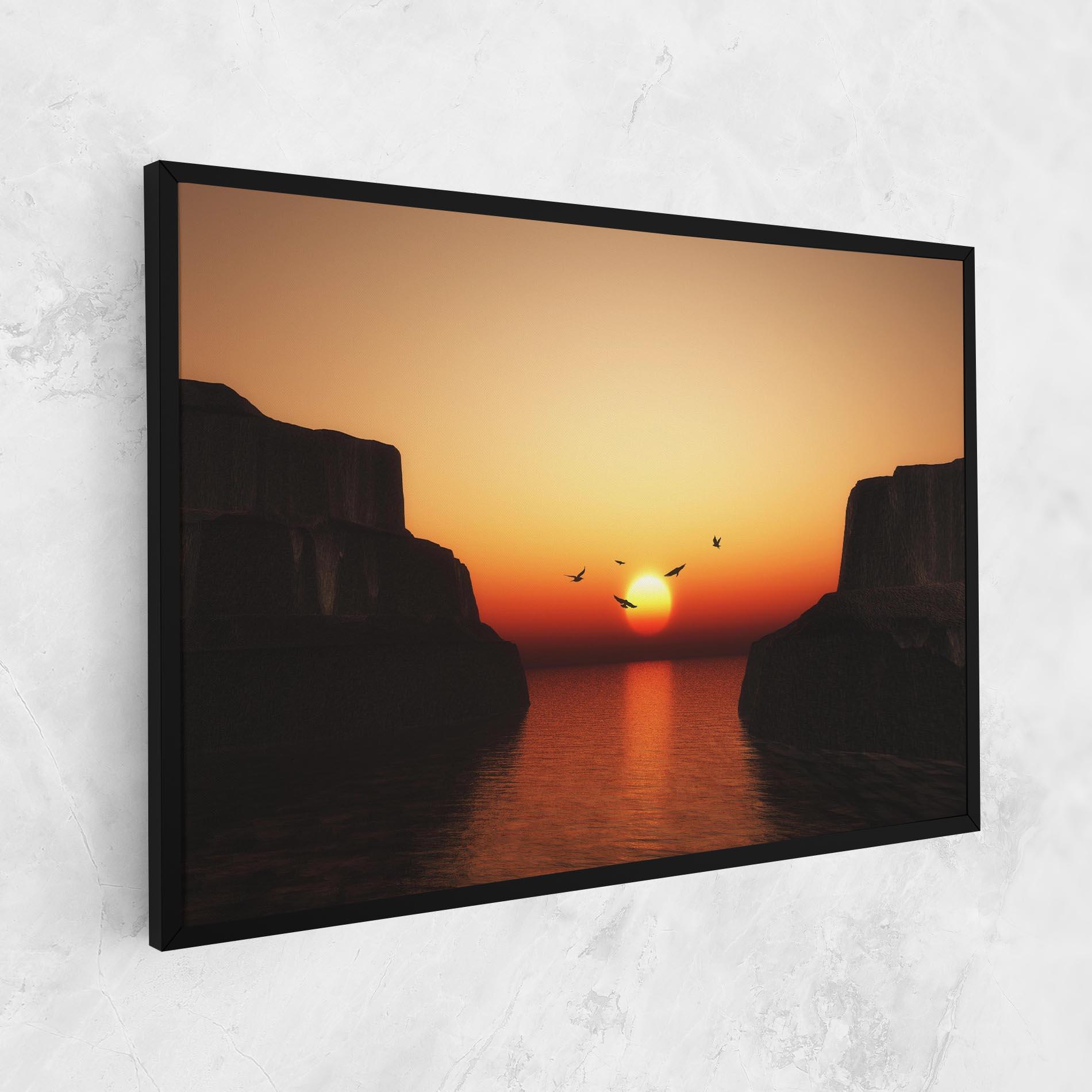 Leinwandbild Sunset Silhouette Birds mockup 1