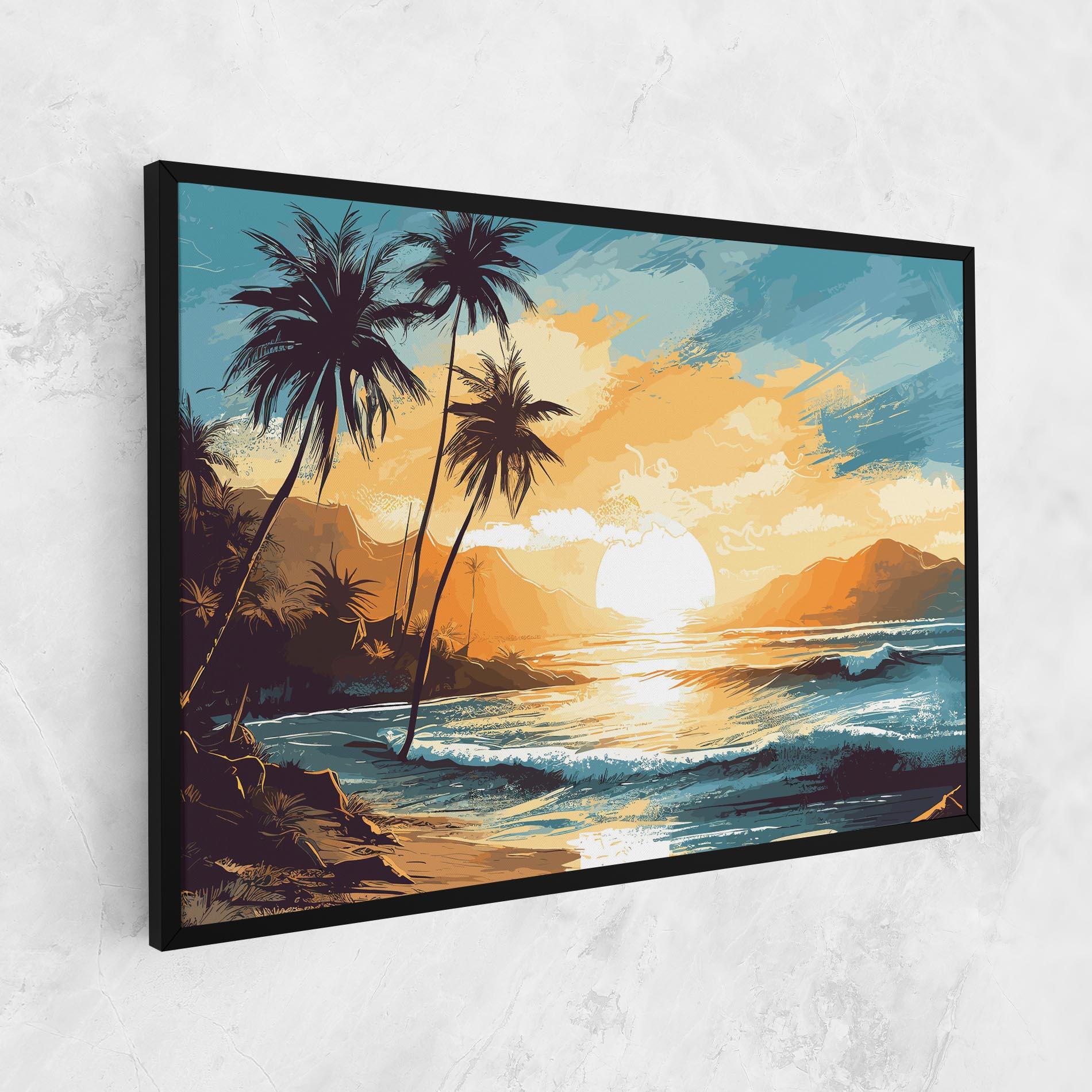 Leinwandbild Yellow Blue Sunrise mockup 1