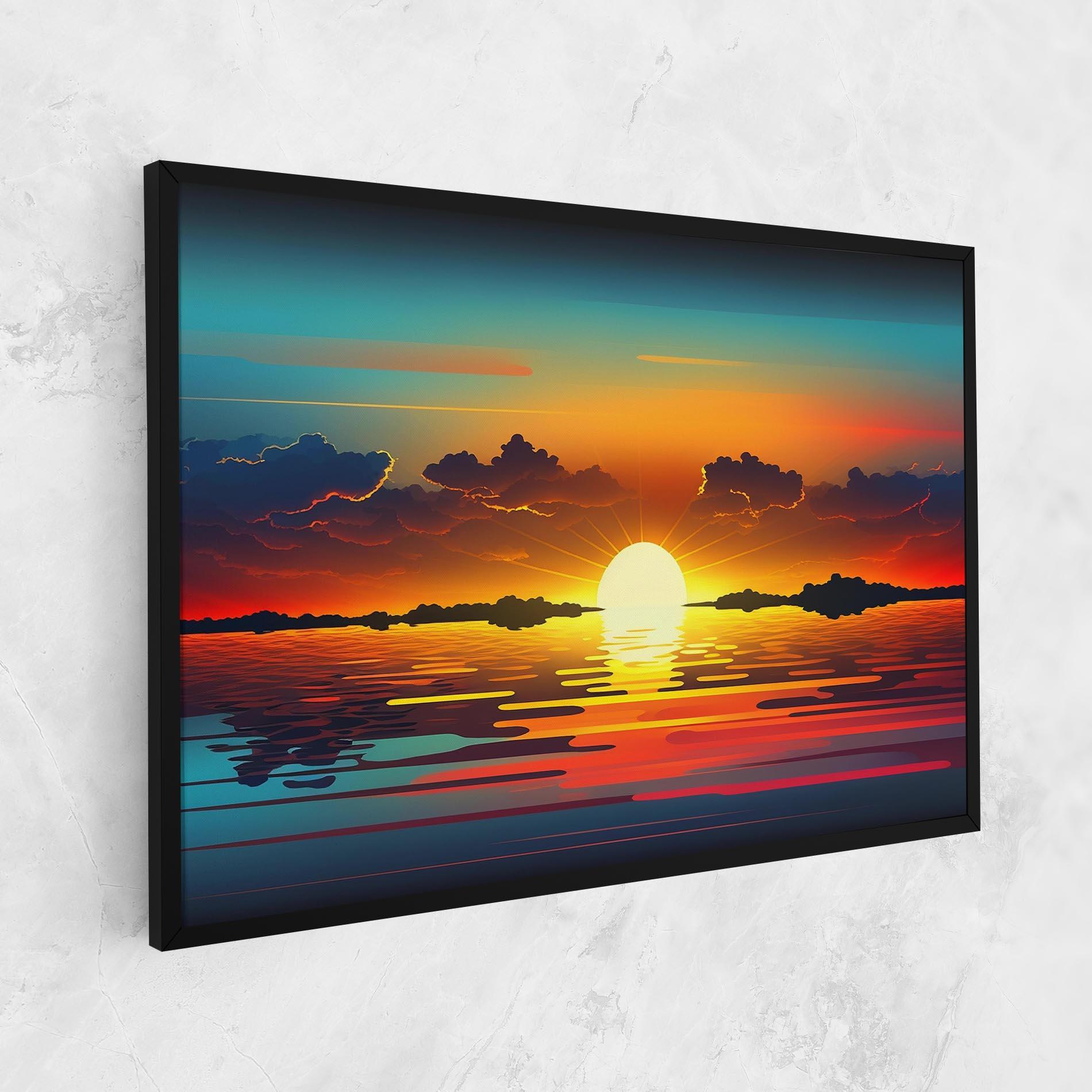 Leinwandbild Yellow Sunset Illustration mockup 1