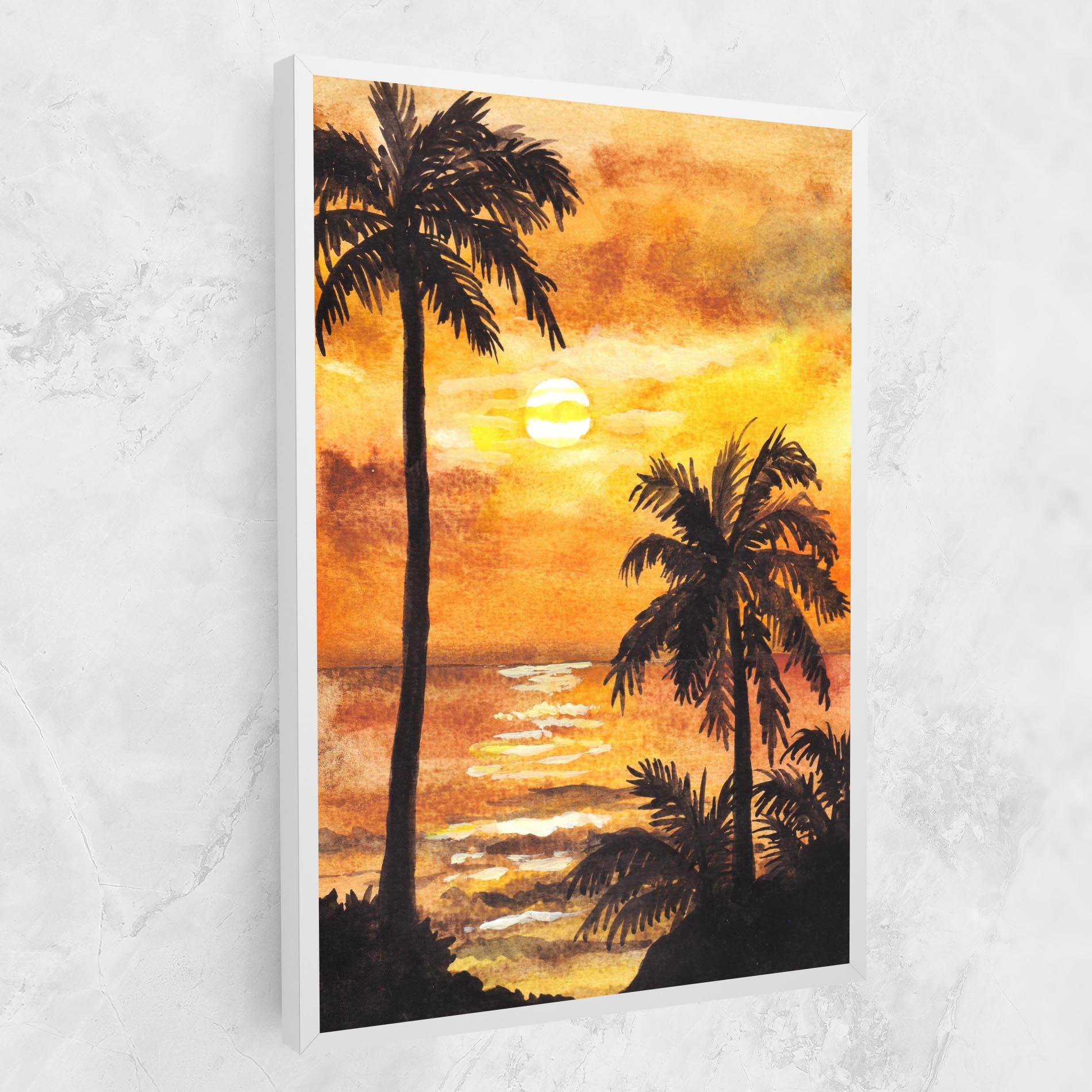 Leinwandbild Watercolor Painting Sunrise mockup 1
