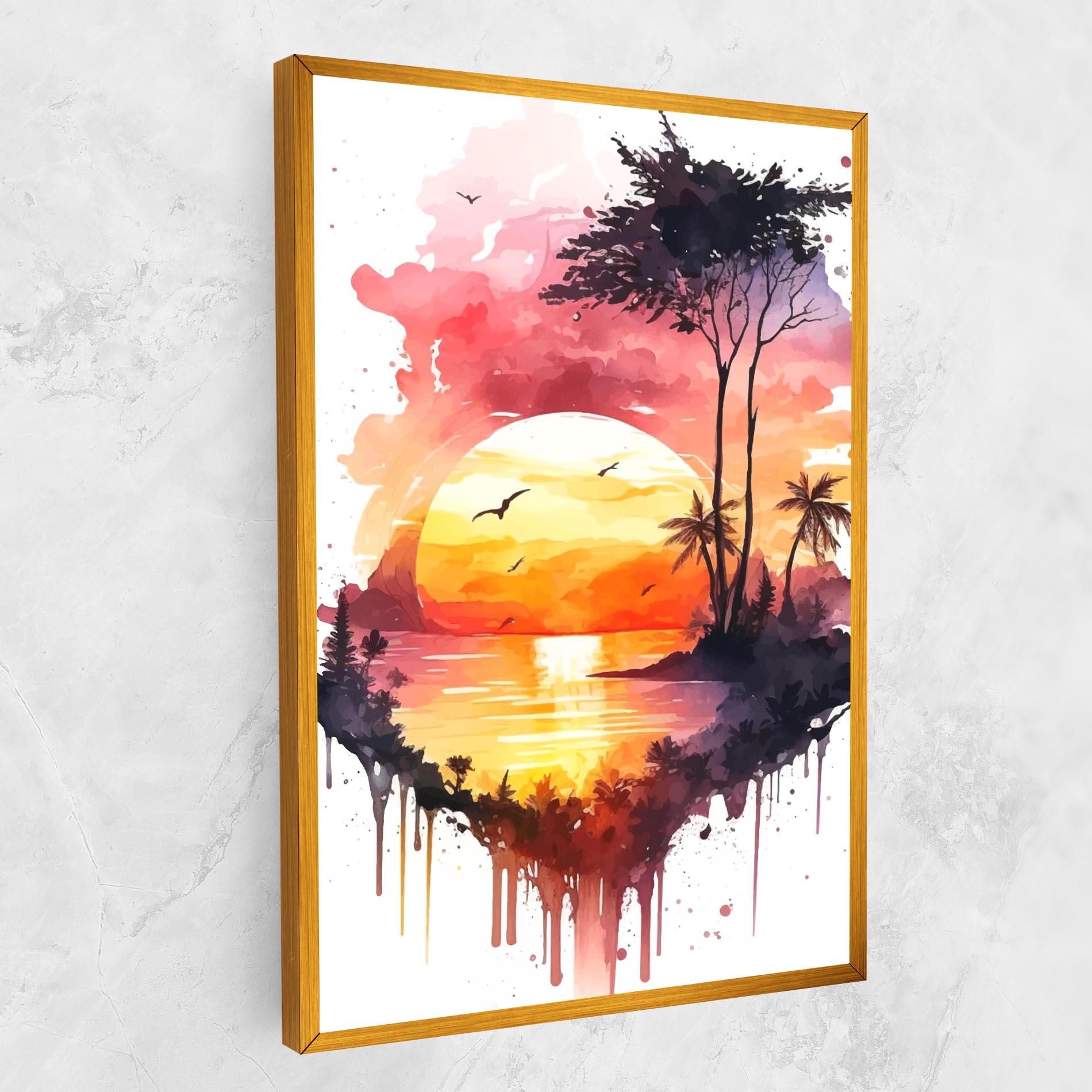 Leinwandbild Purple Sunset Art mockup 1