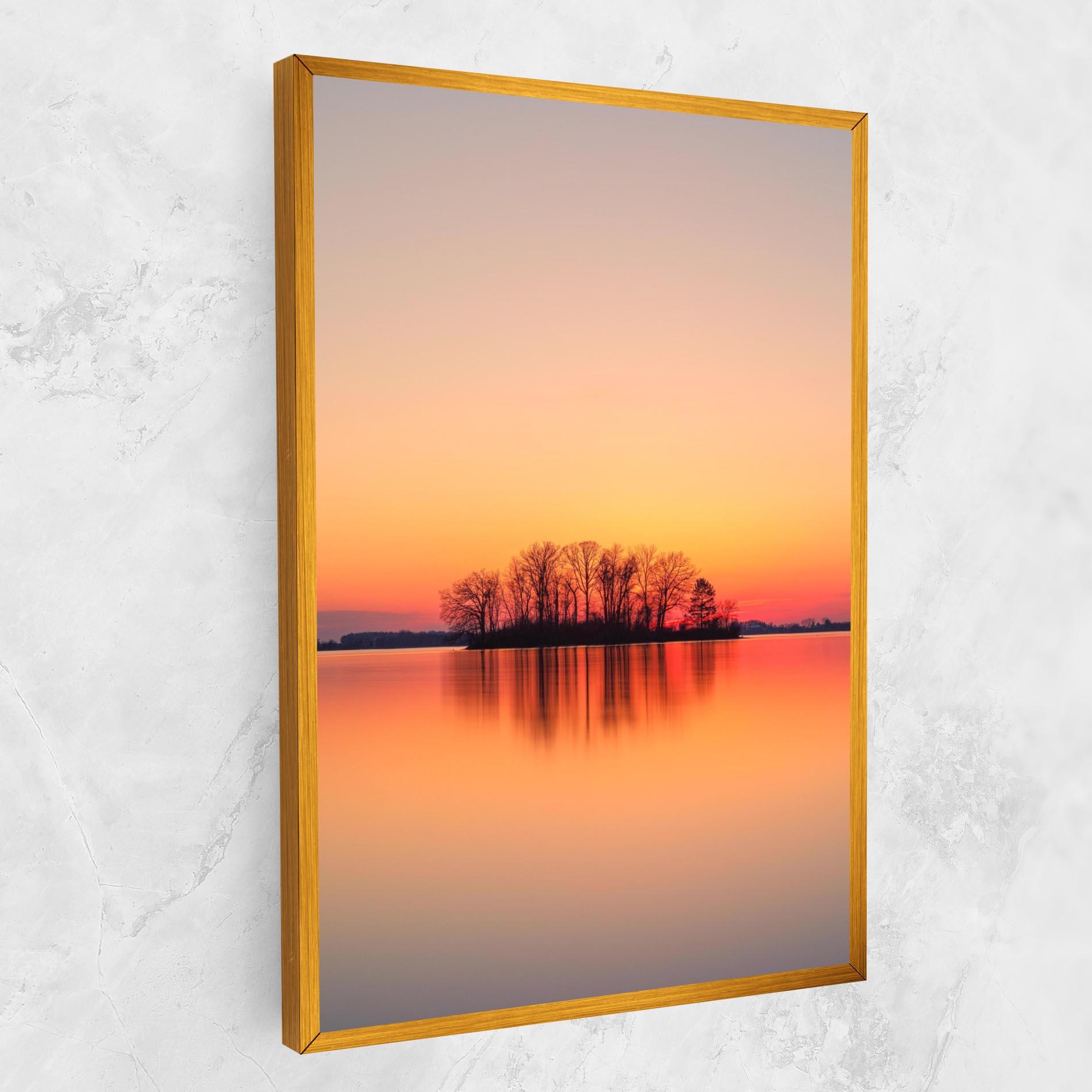 Leinwandbild Tree Sunset Lake mockup 1