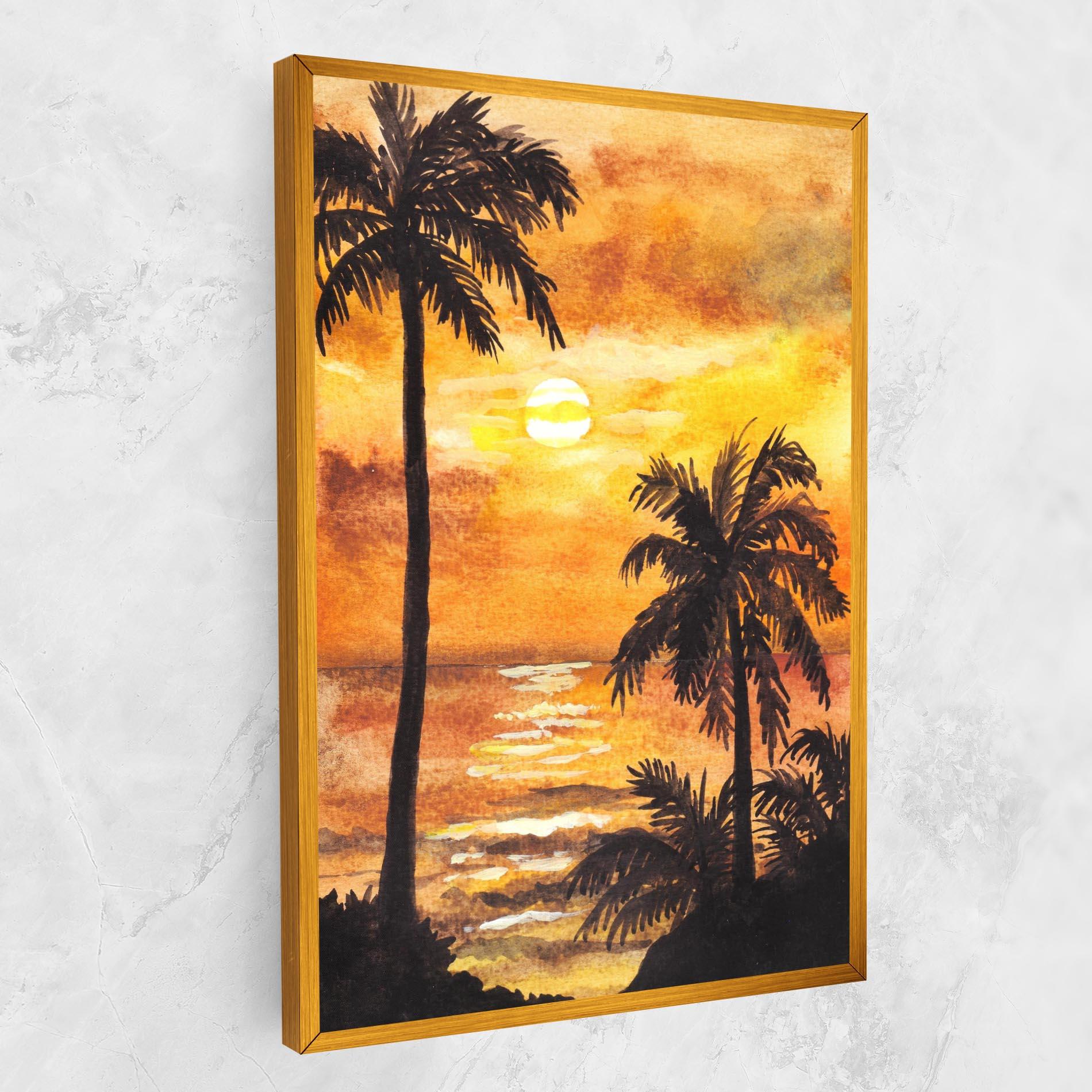 Leinwandbild Watercolor Painting Sunrise mockup 1