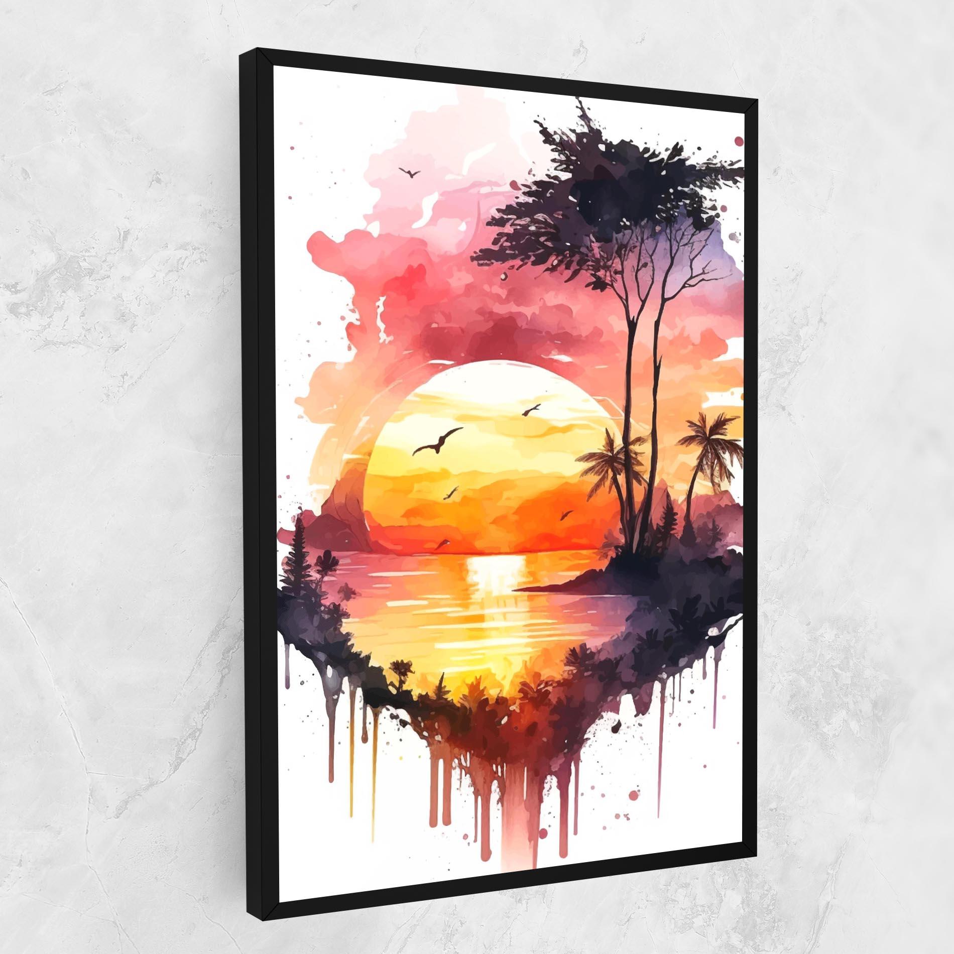 Leinwandbild Purple Sunset Art mockup 1