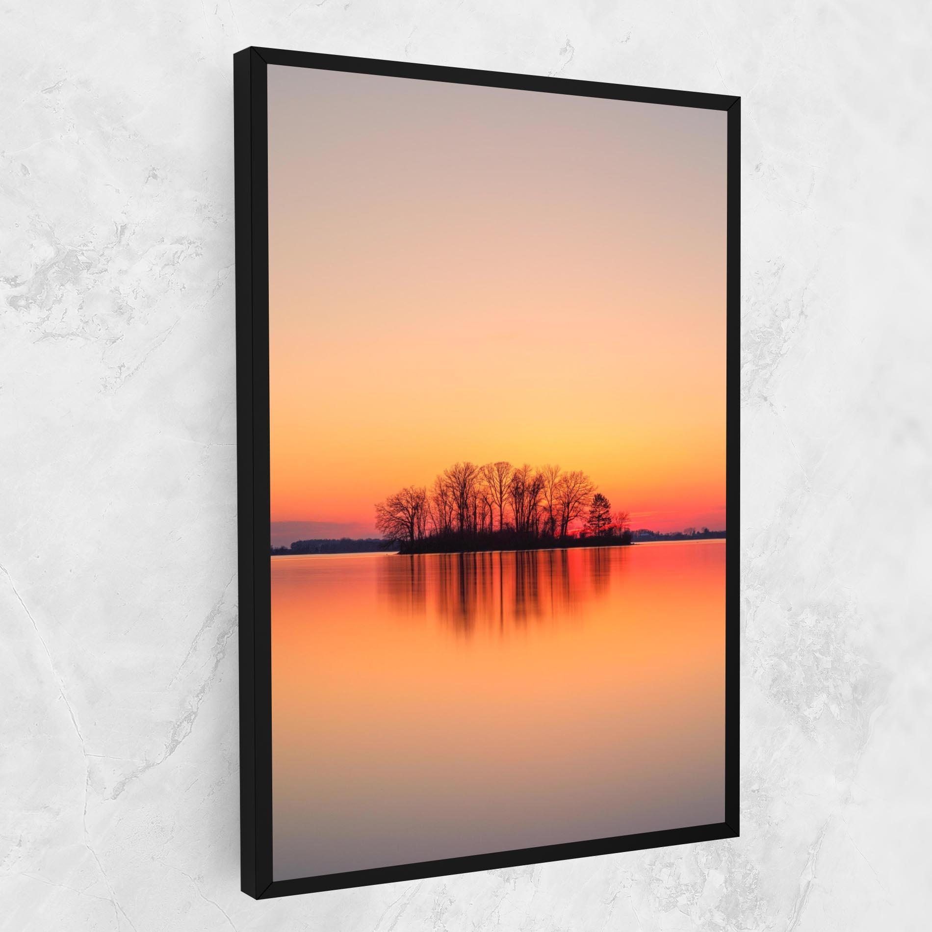 Leinwandbild Tree Sunset Lake mockup 1