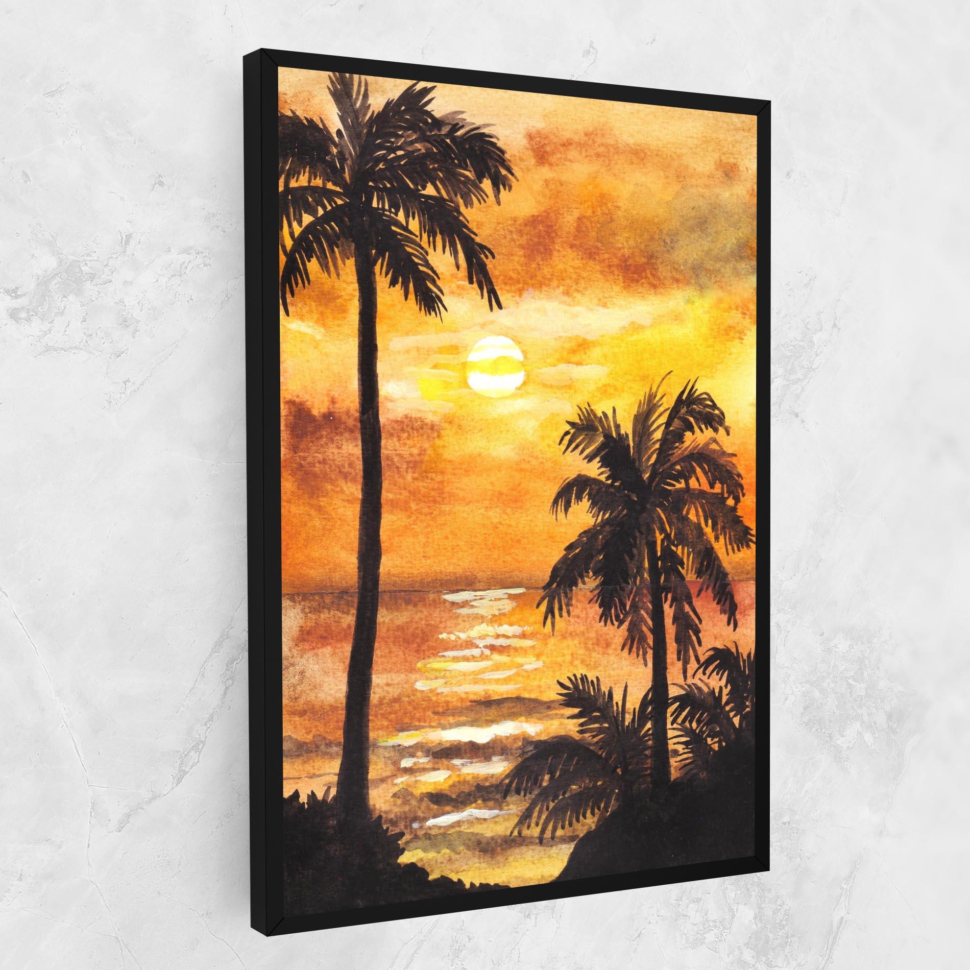 Leinwandbild Watercolor Painting Sunrise mockup 1