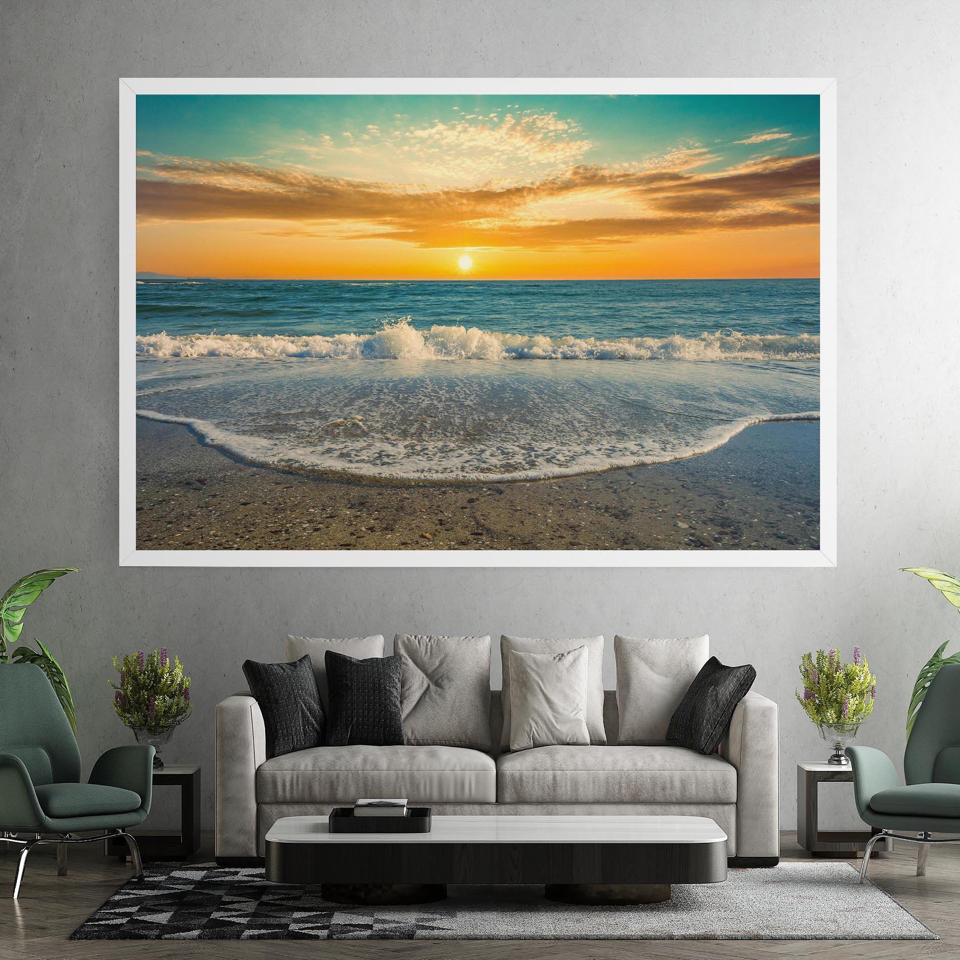 Leinwandbild Beach Dramatic Sunset mockup 7