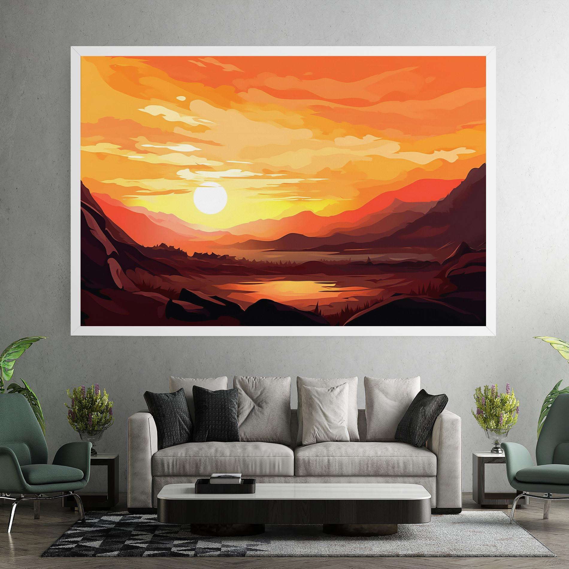 Leinwandbild Beautiful Sunset Illustration mockup 7