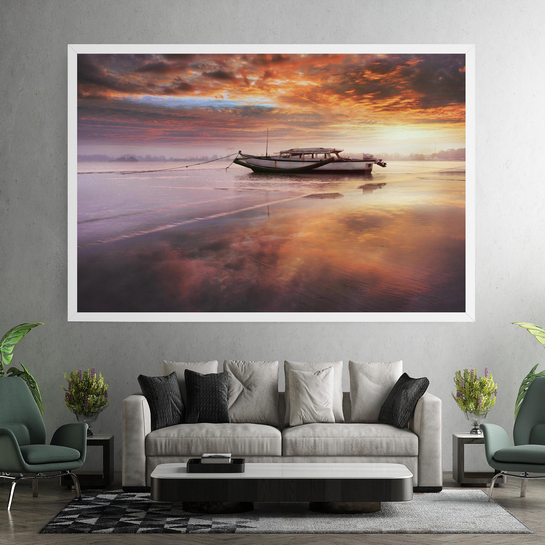 Leinwandbild Beauty Boat Sunrise mockup 7