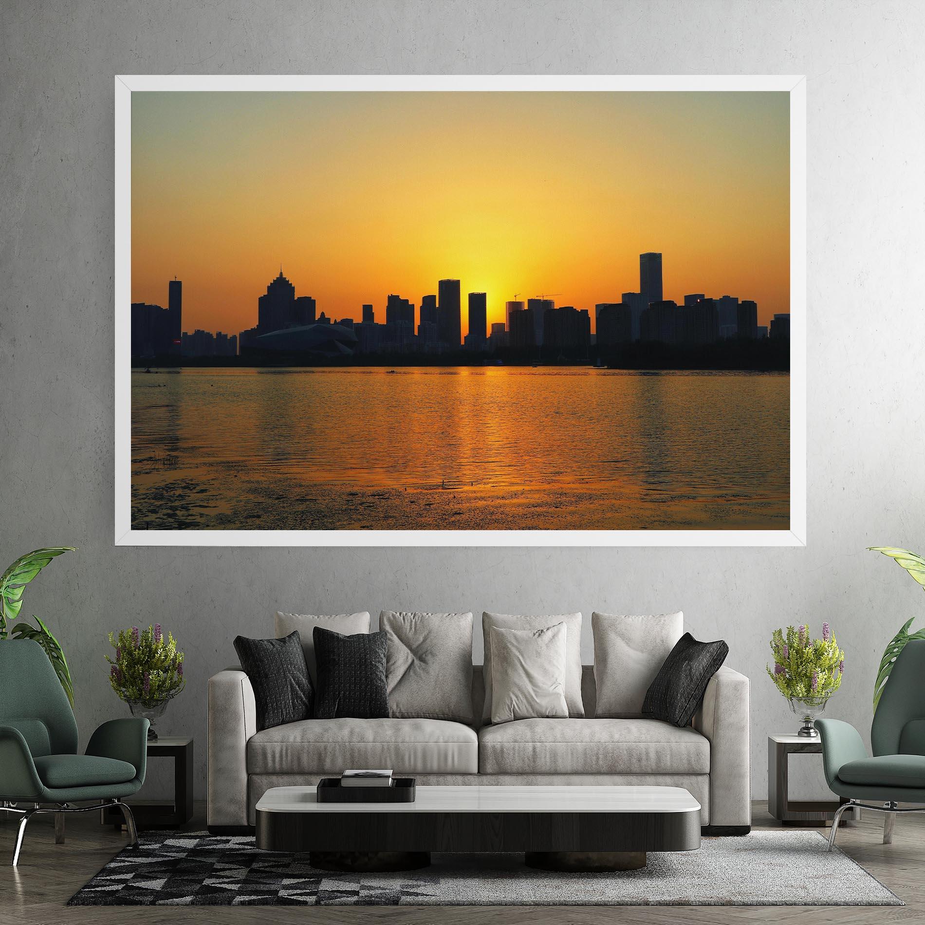 Leinwandbild City Building Sunset mockup 7