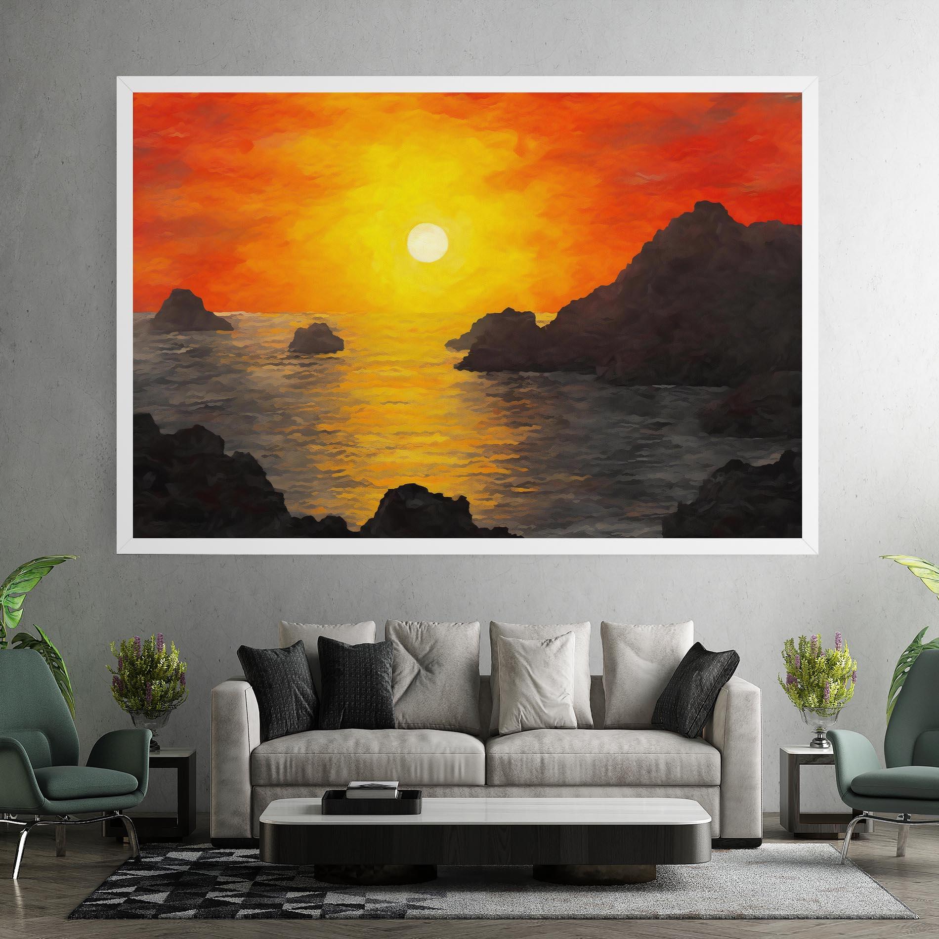 Leinwandbild Mountains Rocks Painting mockup 7