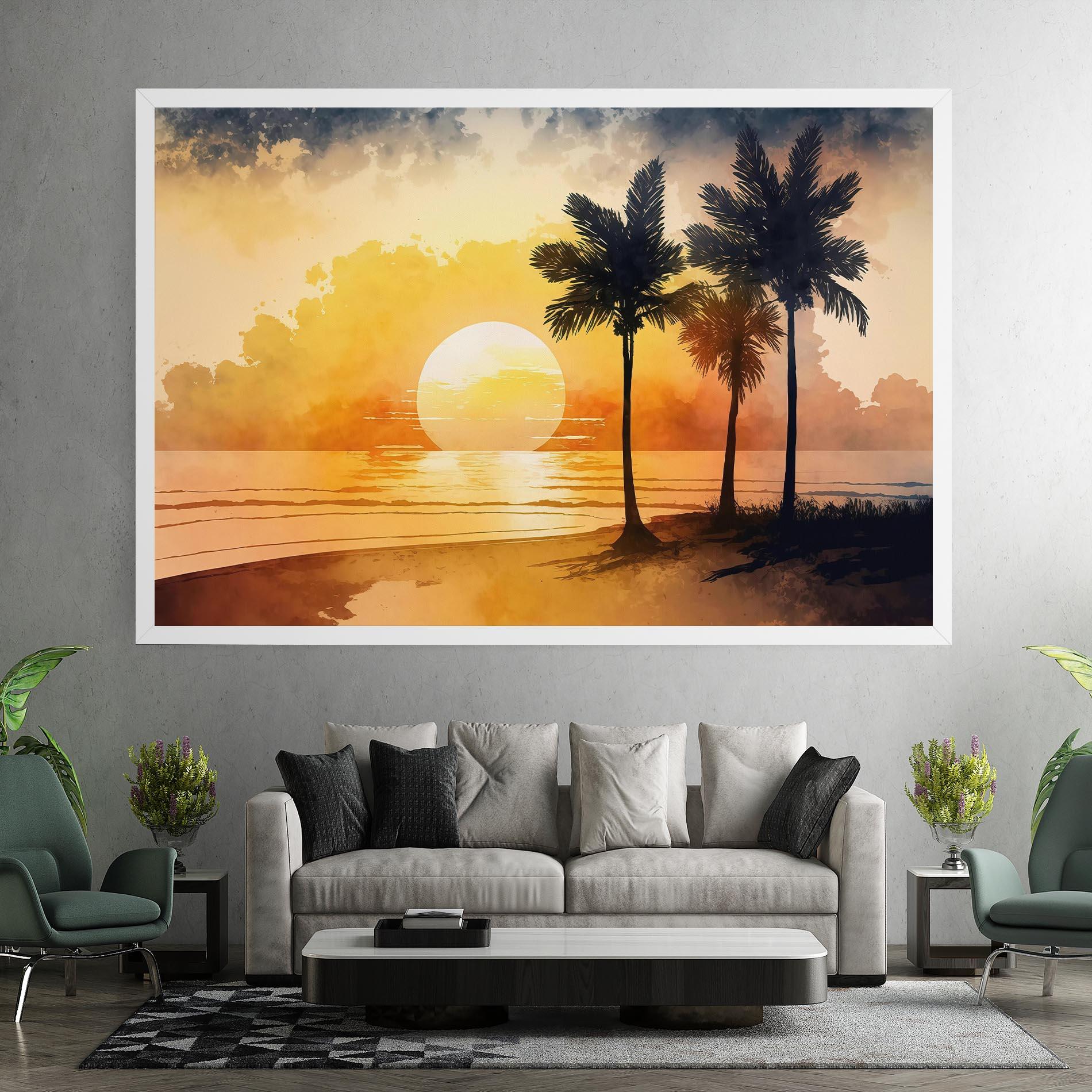 Leinwandbild Palm Trees Sunset mockup 7