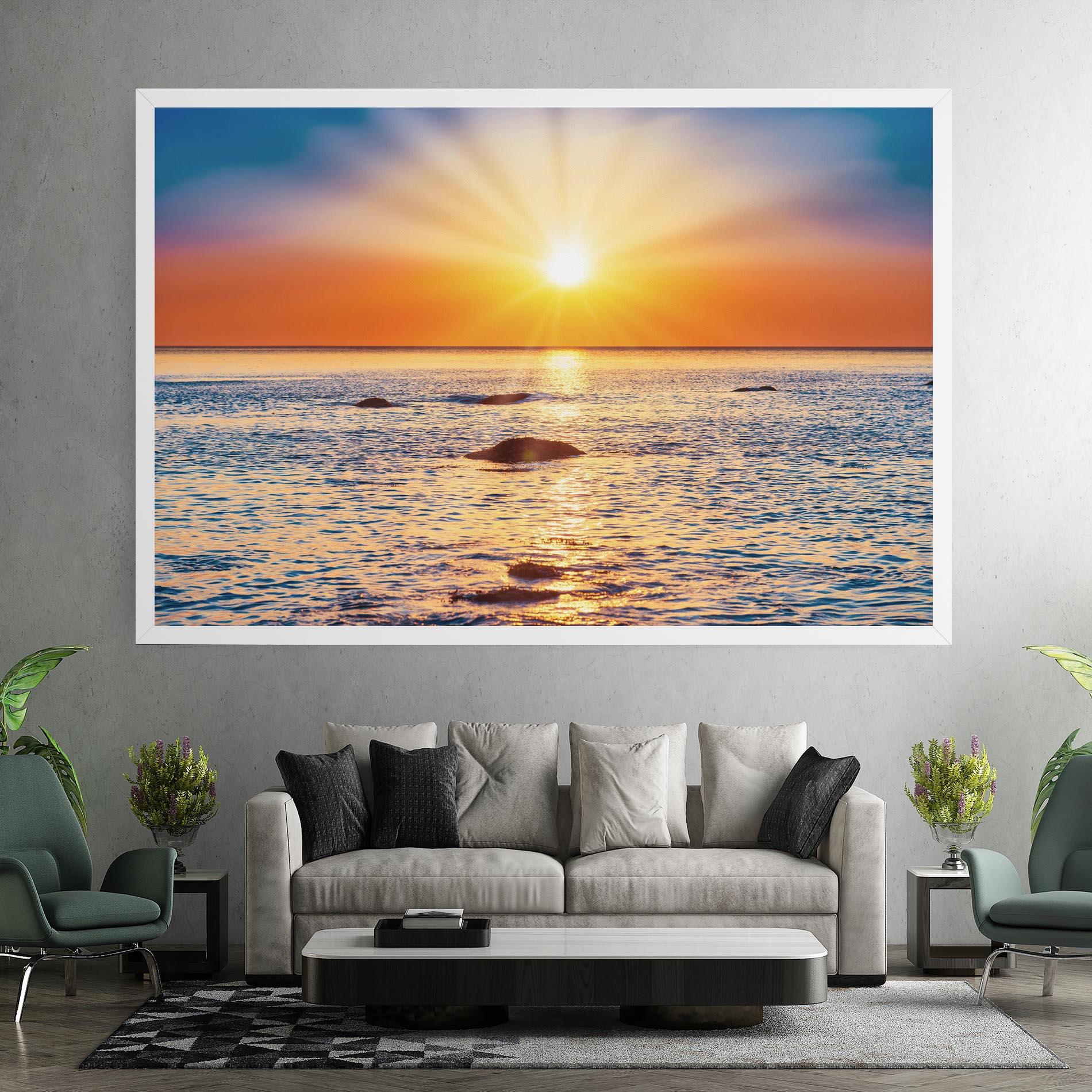 Leinwandbild Sunset Beach Rocks mockup 7
