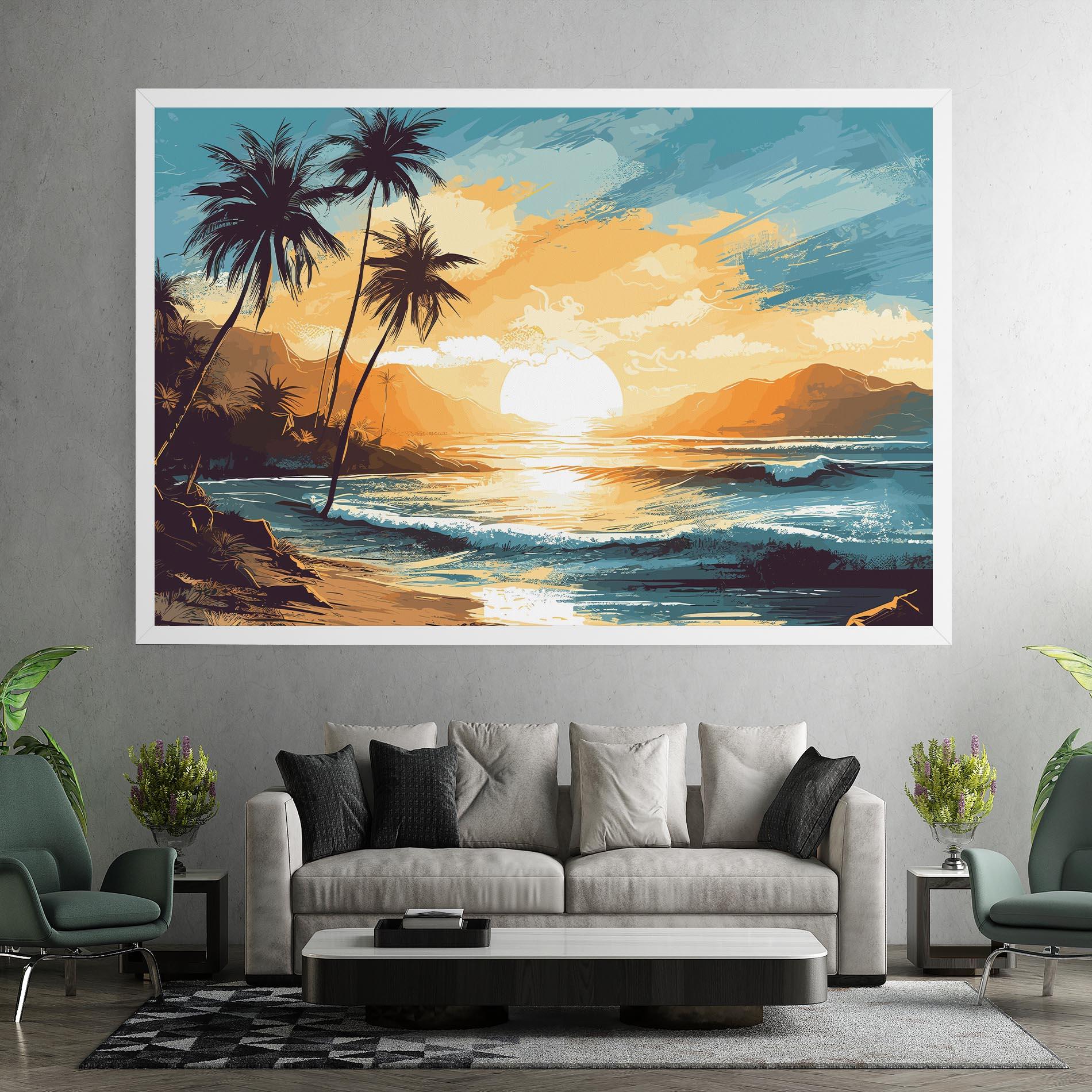 Leinwandbild Yellow Blue Sunrise mockup 7