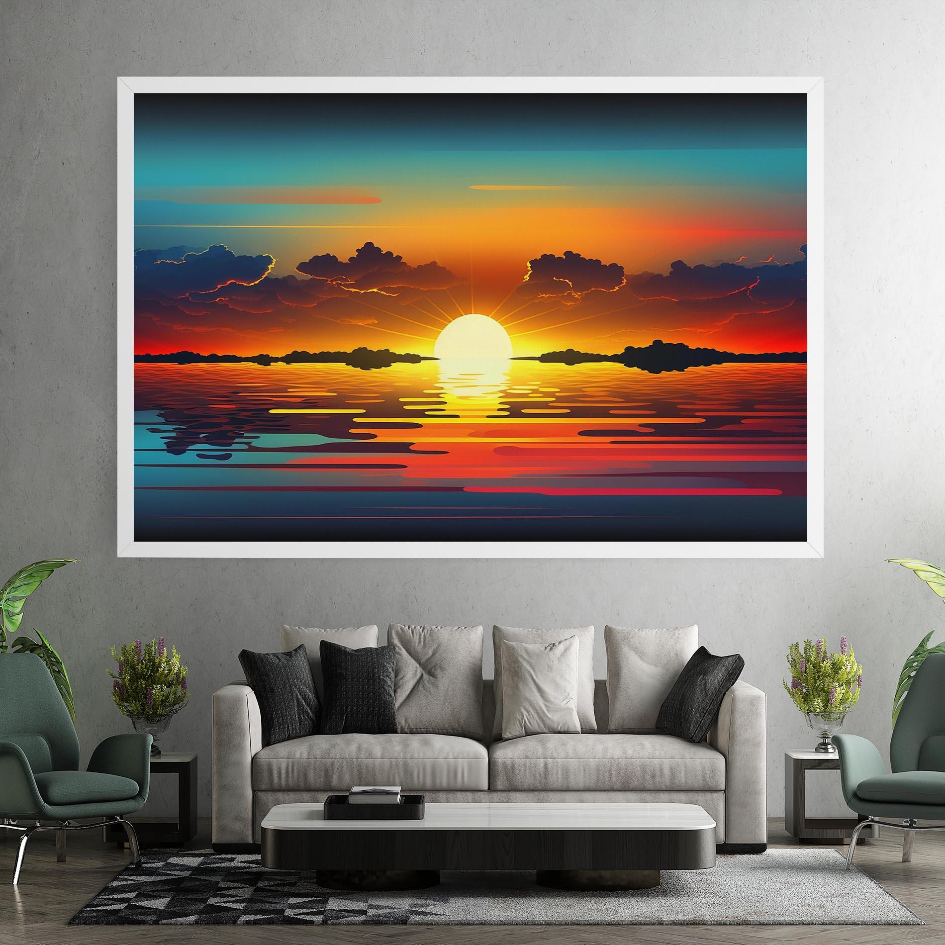 Leinwandbild Yellow Sunset Illustration mockup 7