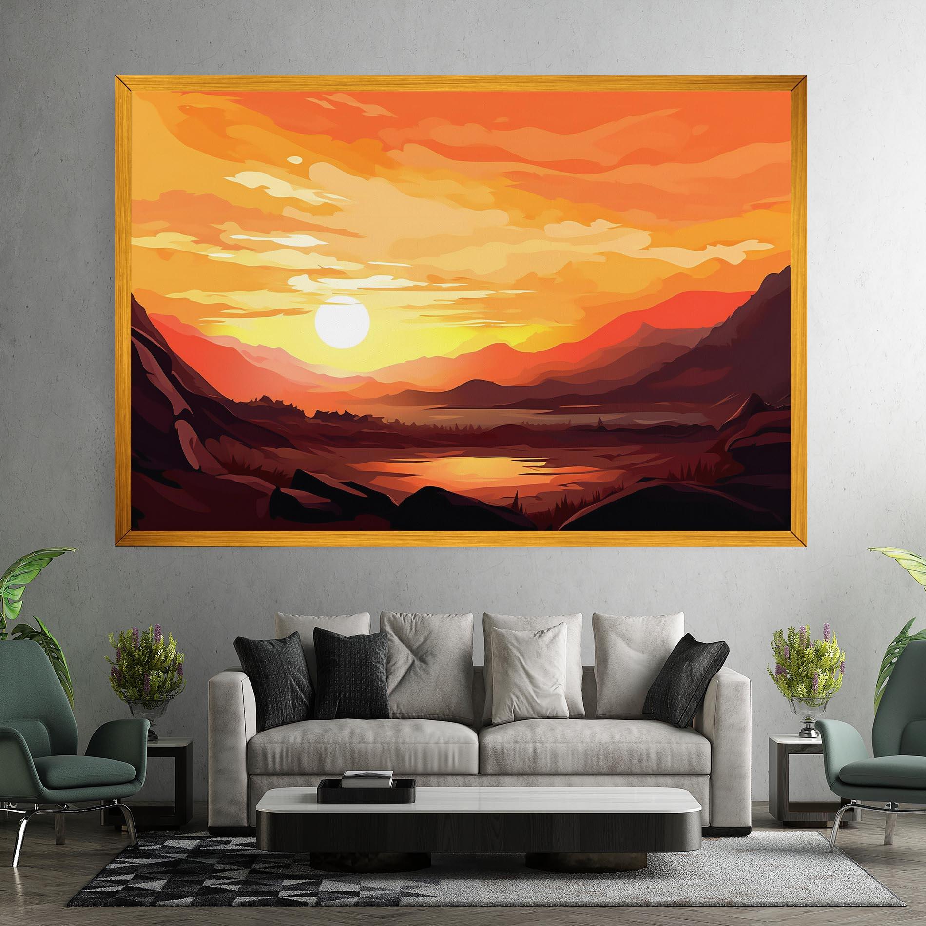 Leinwandbild Beautiful Sunset Illustration mockup 7