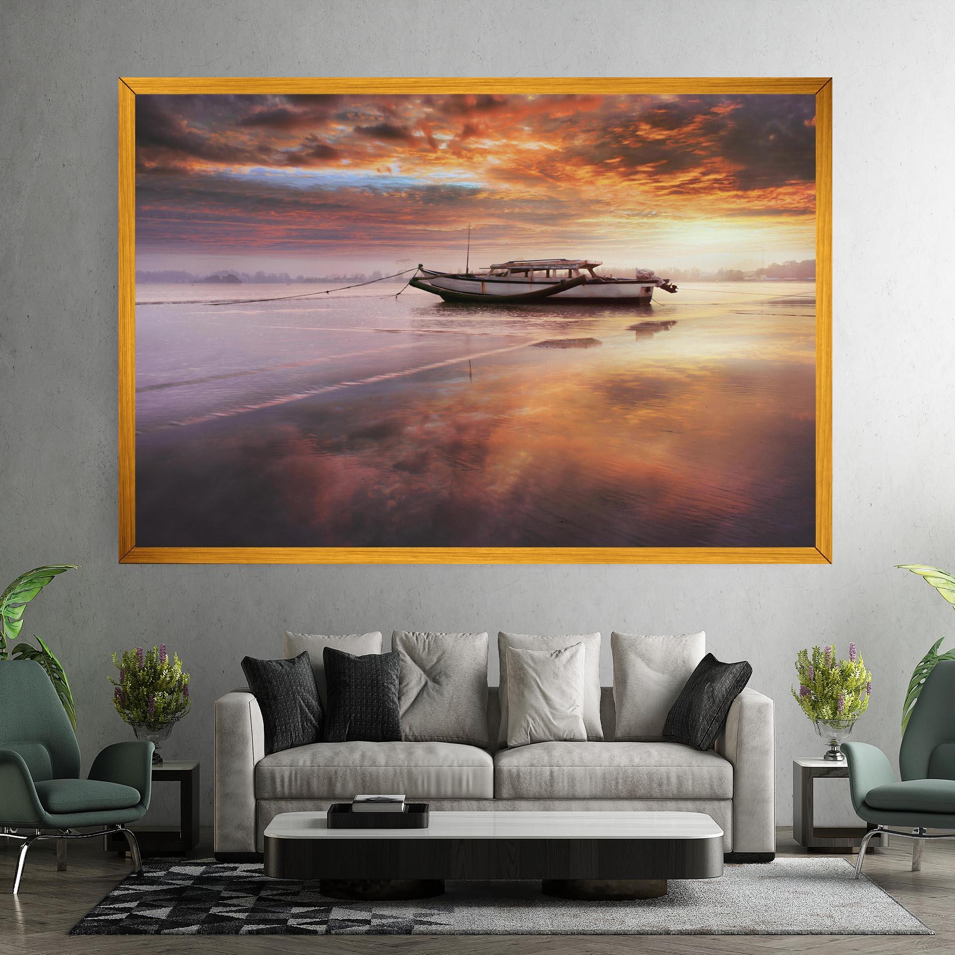 Leinwandbild Beauty Boat Sunrise mockup 7