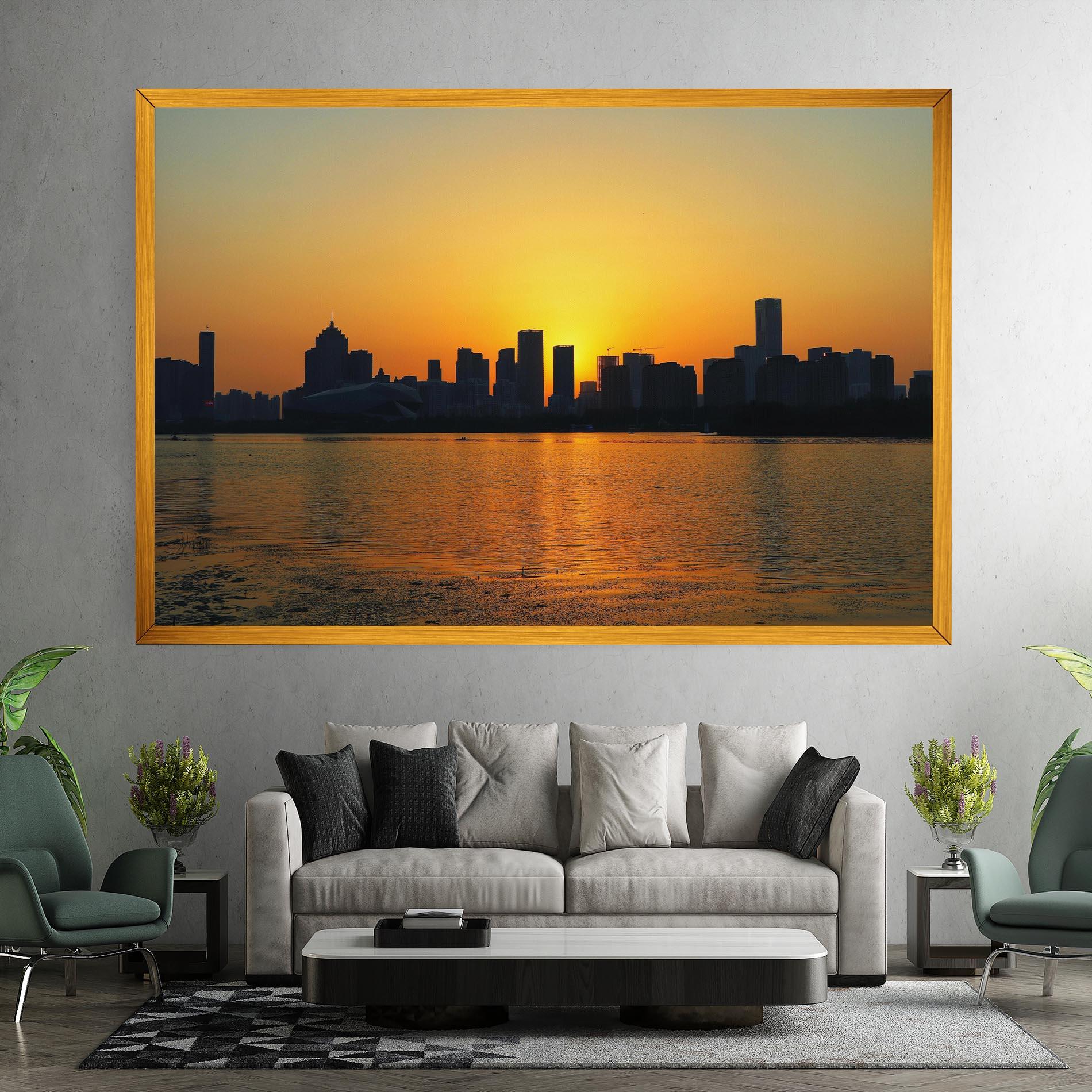 Leinwandbild City Building Sunset mockup 7