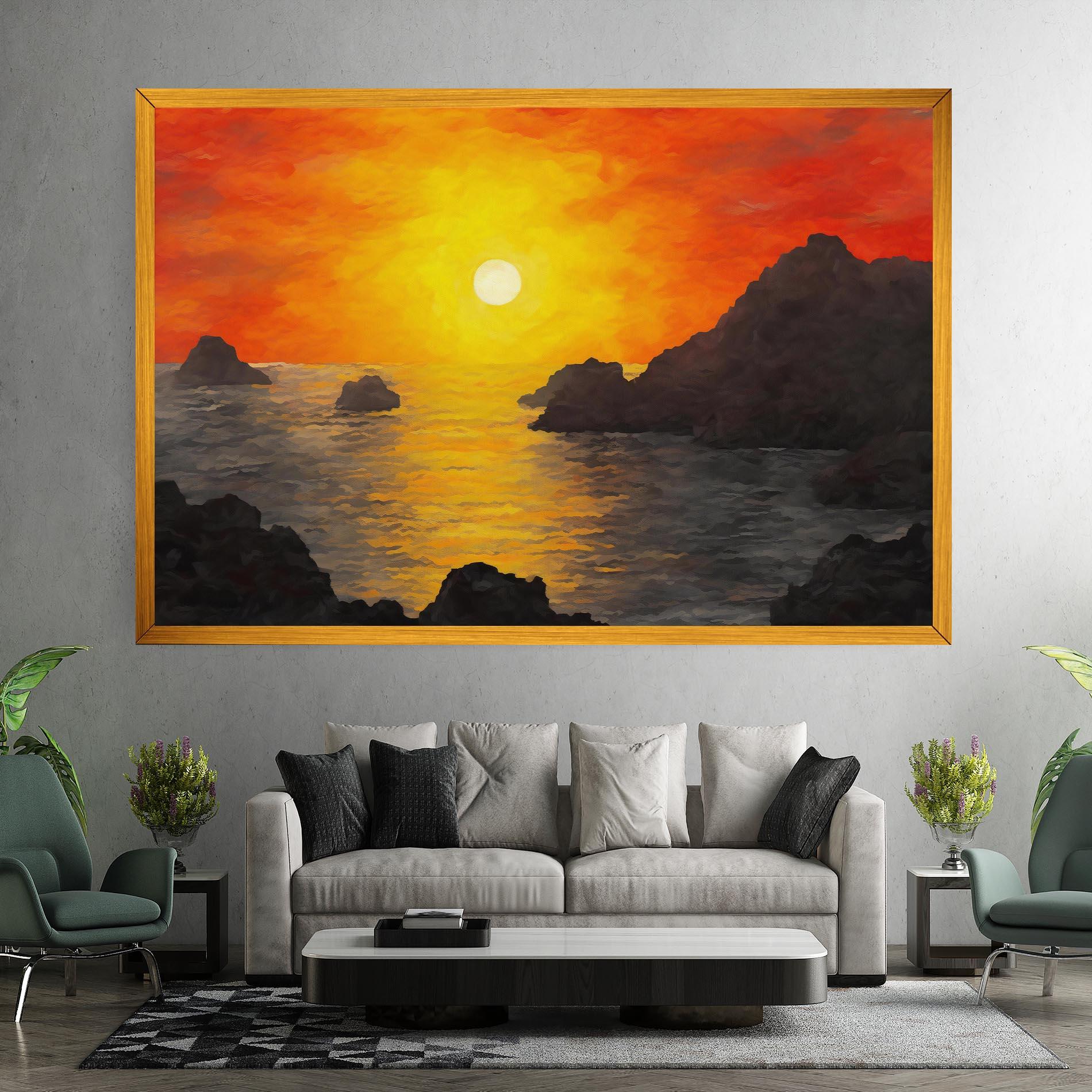 Leinwandbild Mountains Rocks Painting mockup 7